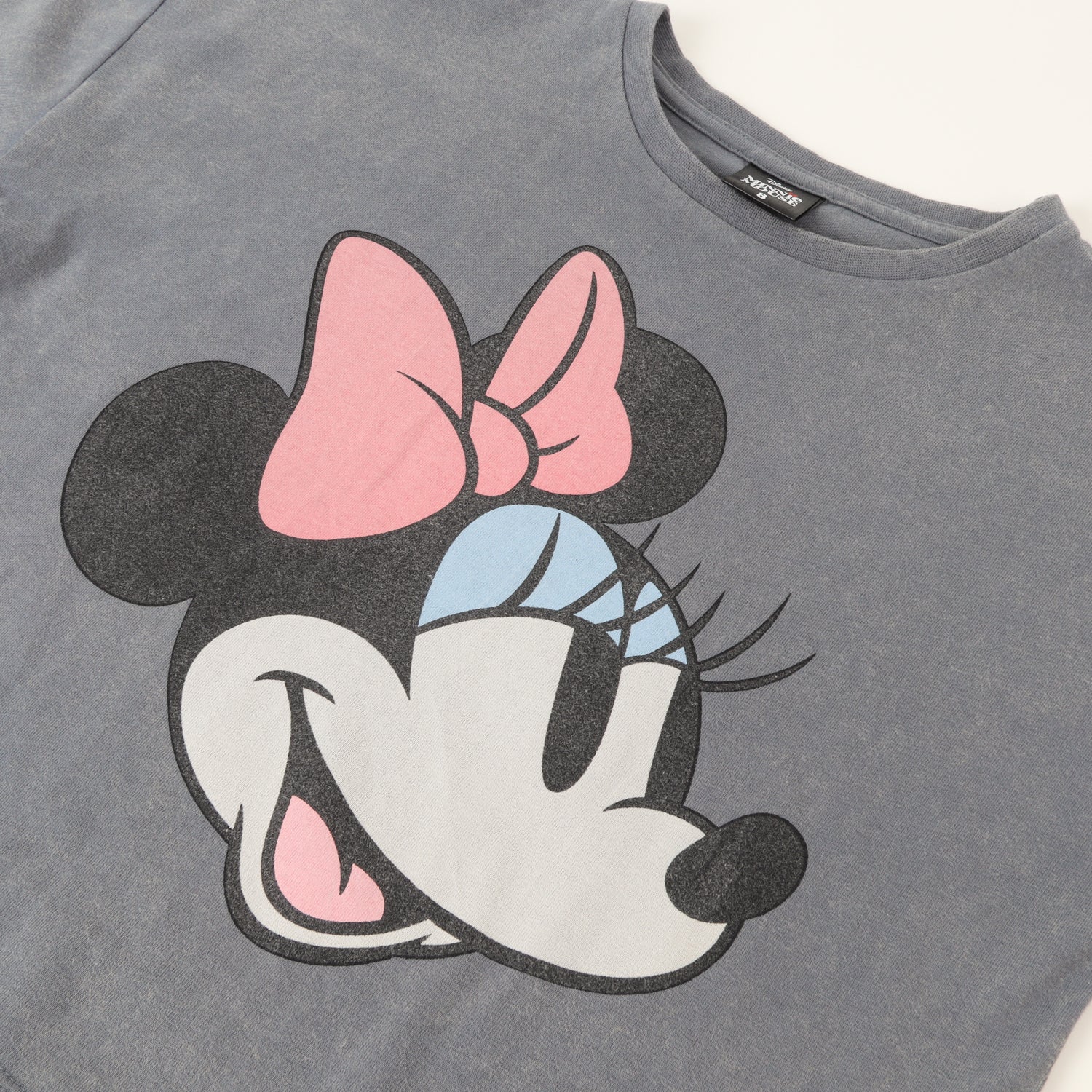 Polera Manga Corta Niña Minnie Cara Gris Disney