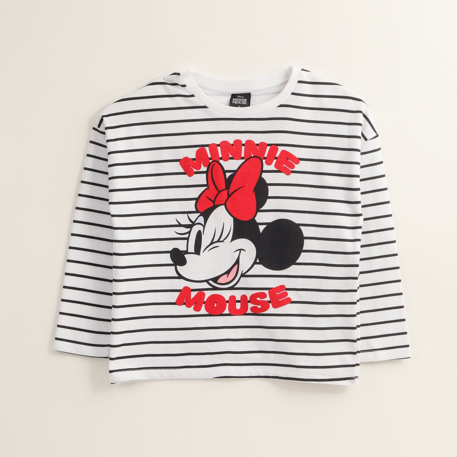 Polera Manga Larga Niña Minnie Classic Lines Blanco Disney