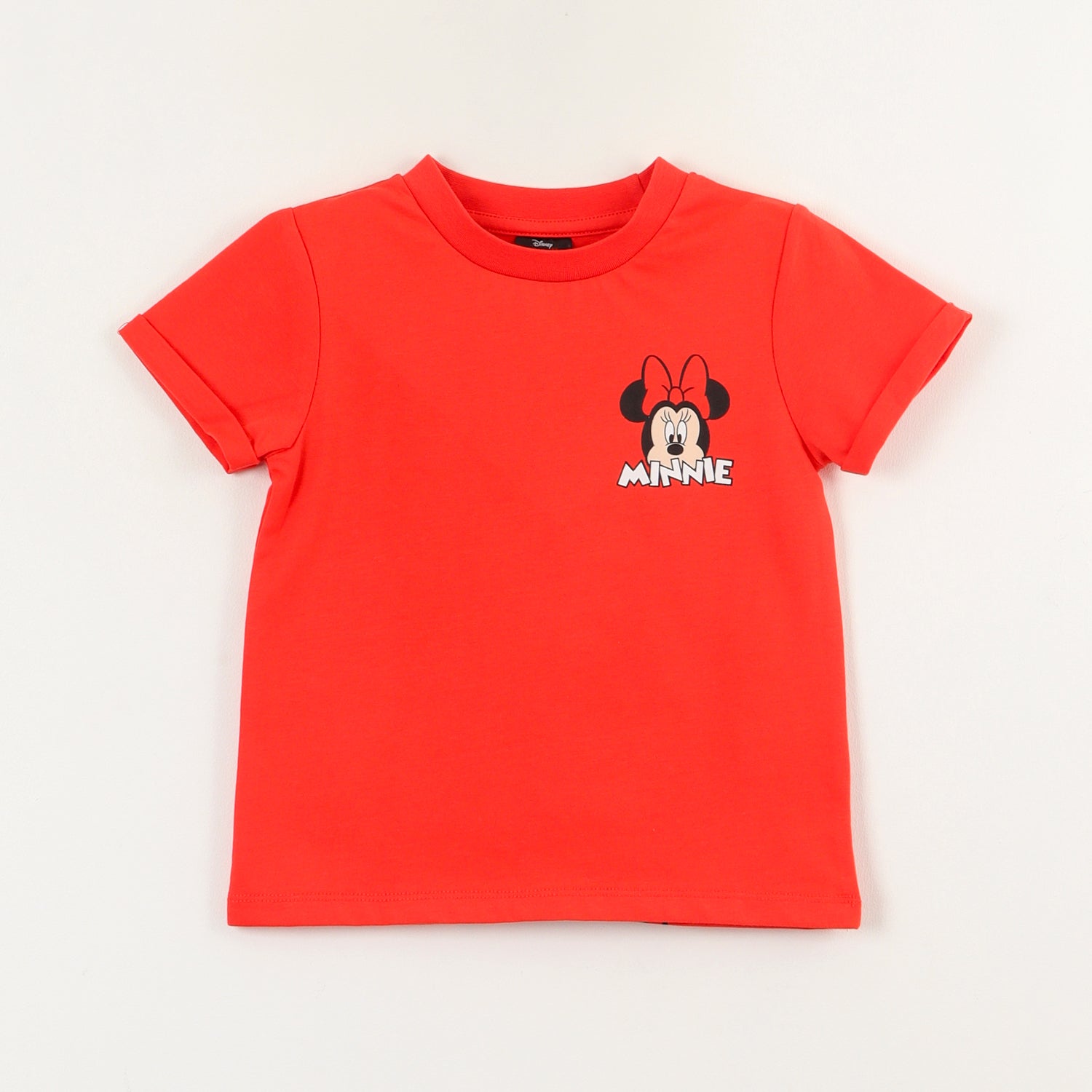 Polera Manga Corta Niña Minnie Back Rojo Disney
