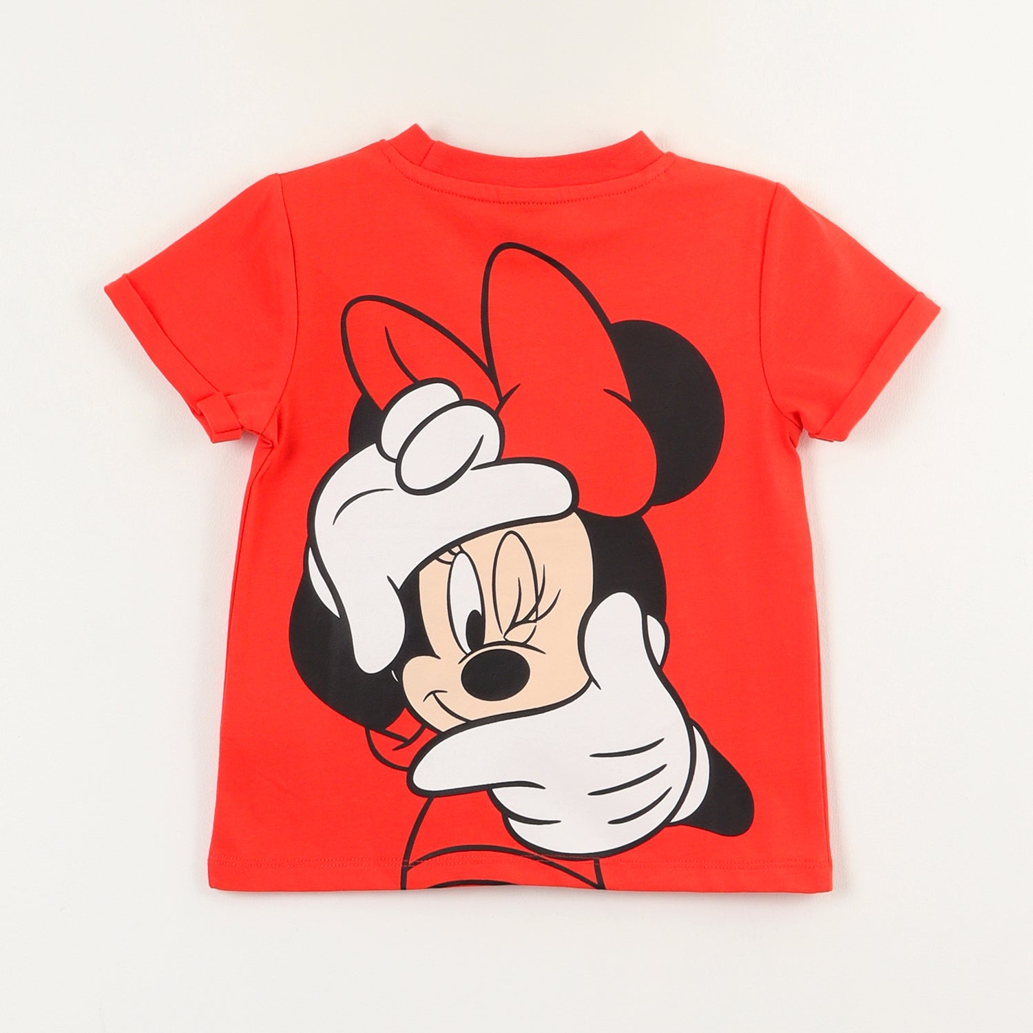 Polera Manga Corta Niña Minnie Back Rojo Disney