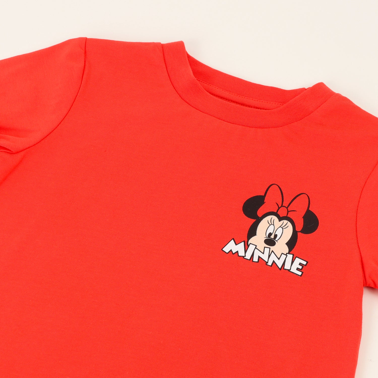 Polera Manga Corta Niña Minnie Back Rojo Disney