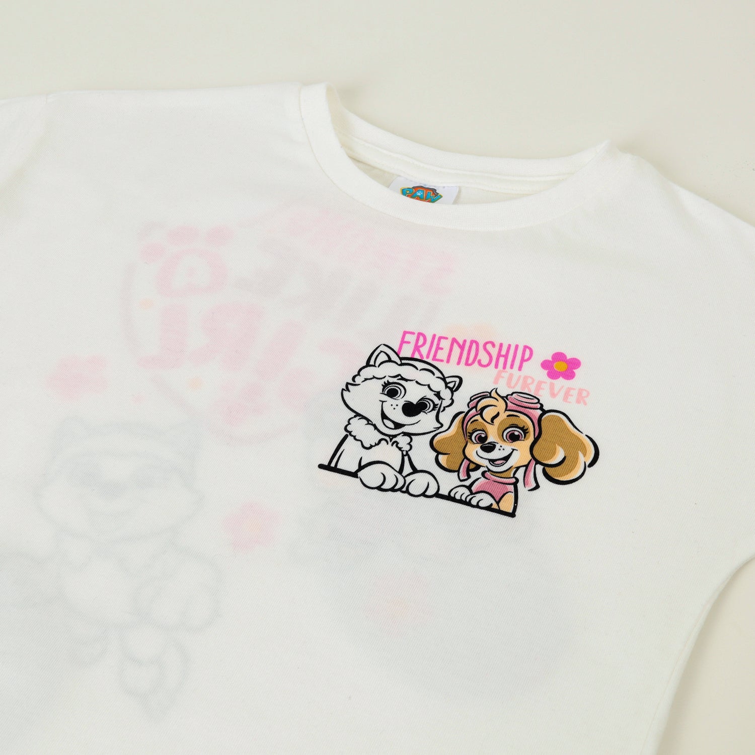 Polera Manga Corta Niña Skye Y Everest Blanco Paw Patrol