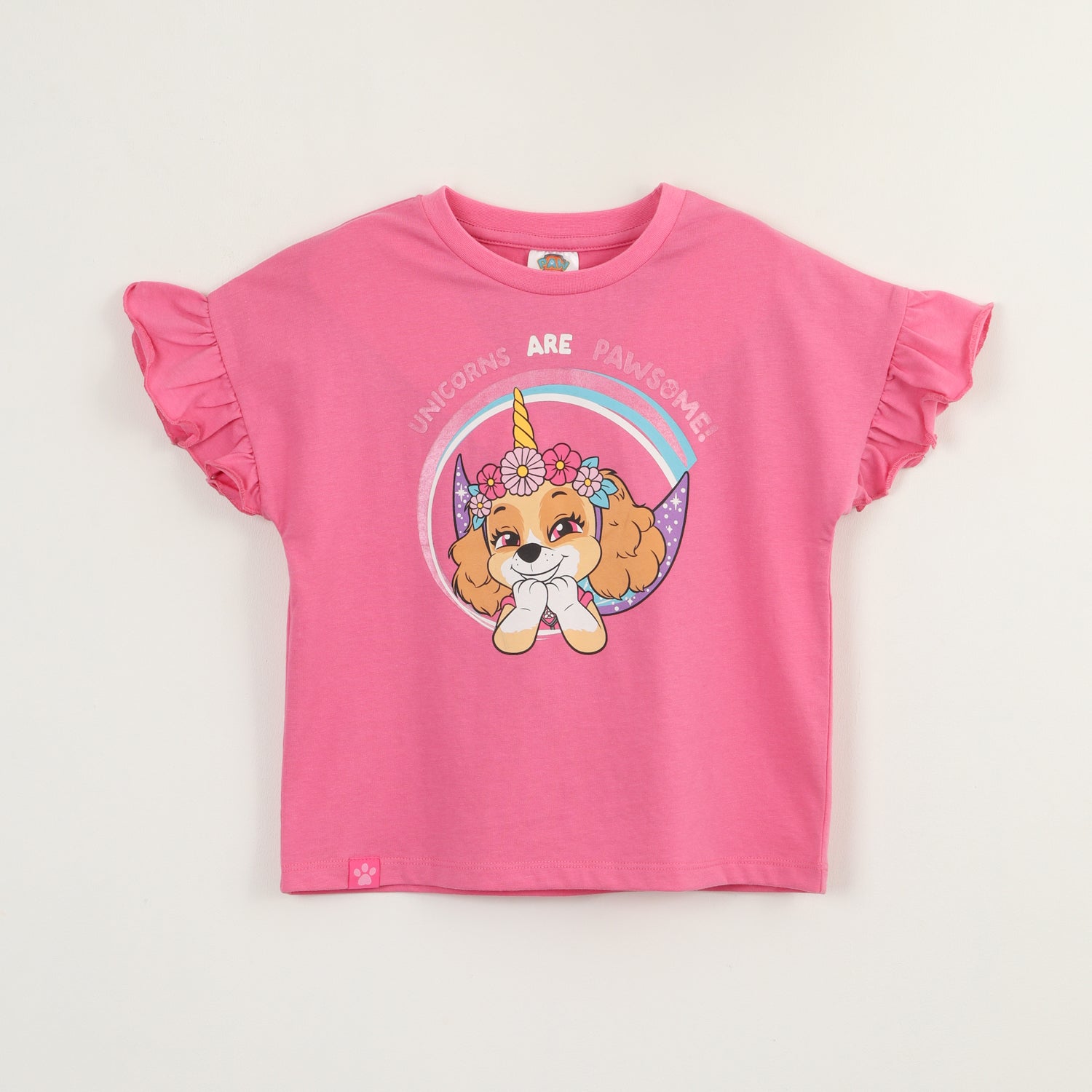 Polera Manga Corta Niña Skye Unicorn Rosado Paw Patrol