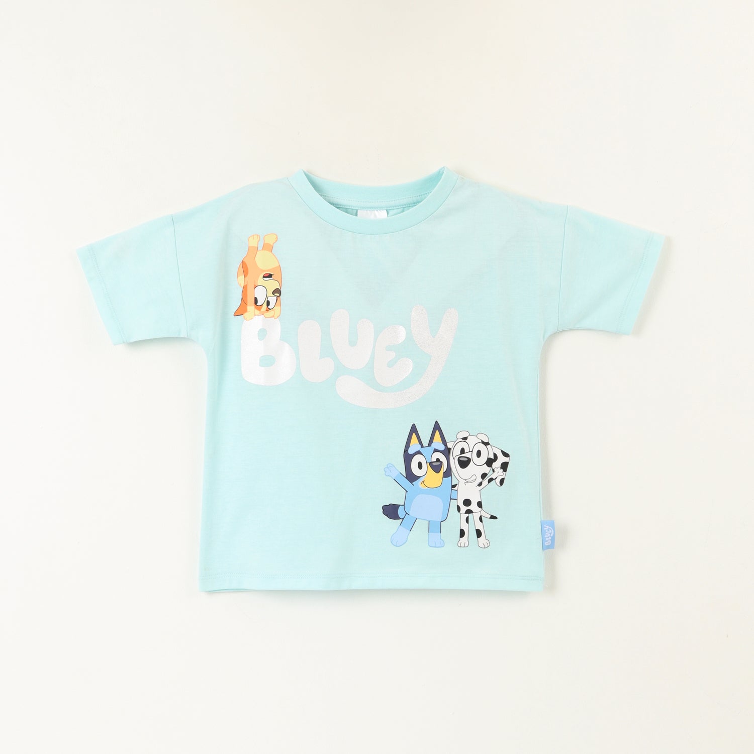 Polera Manga Corta Niña Logo Celeste Makenzie Bingo Y Bluey