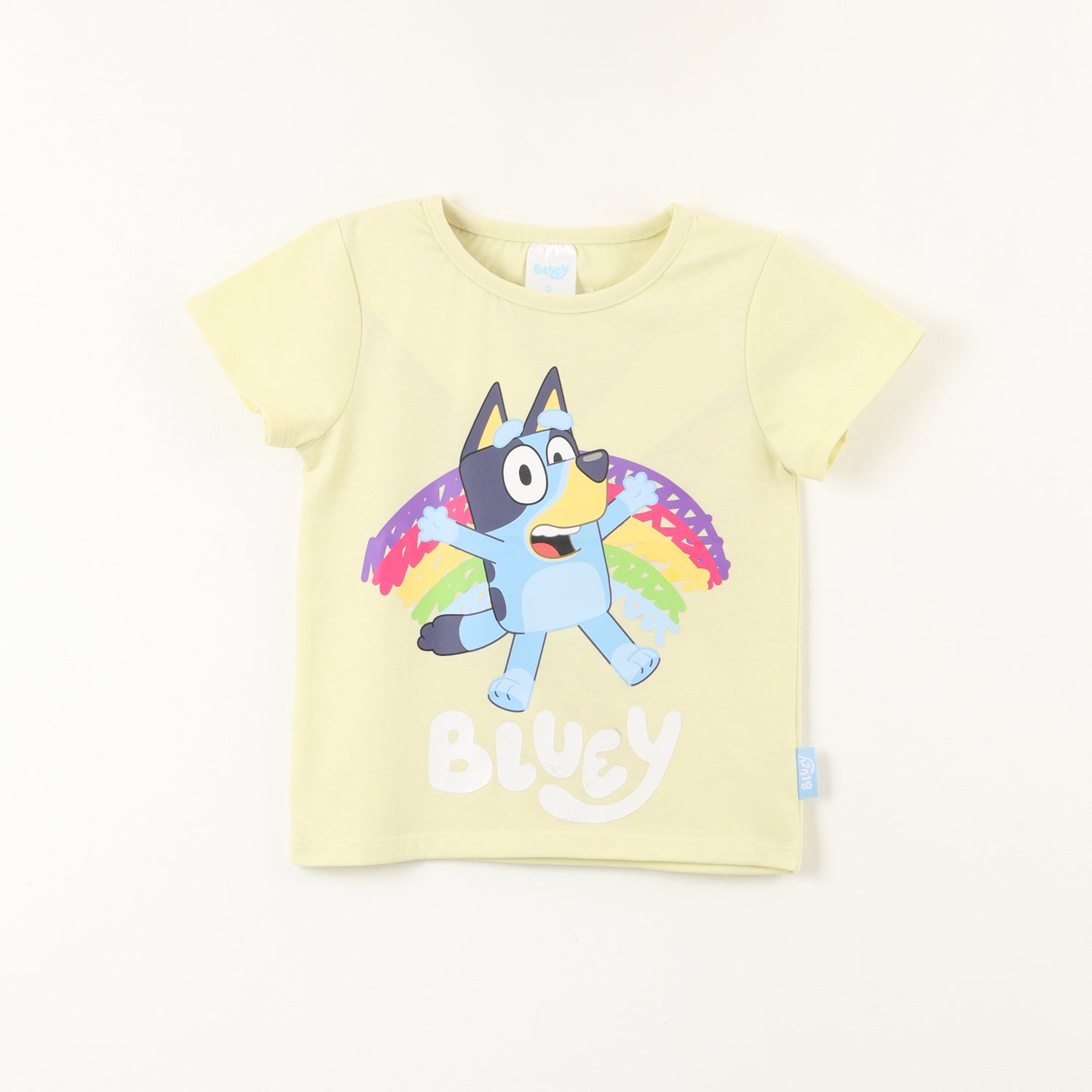 Polera Manga Corta Niña Arcoiris Verde Bluey