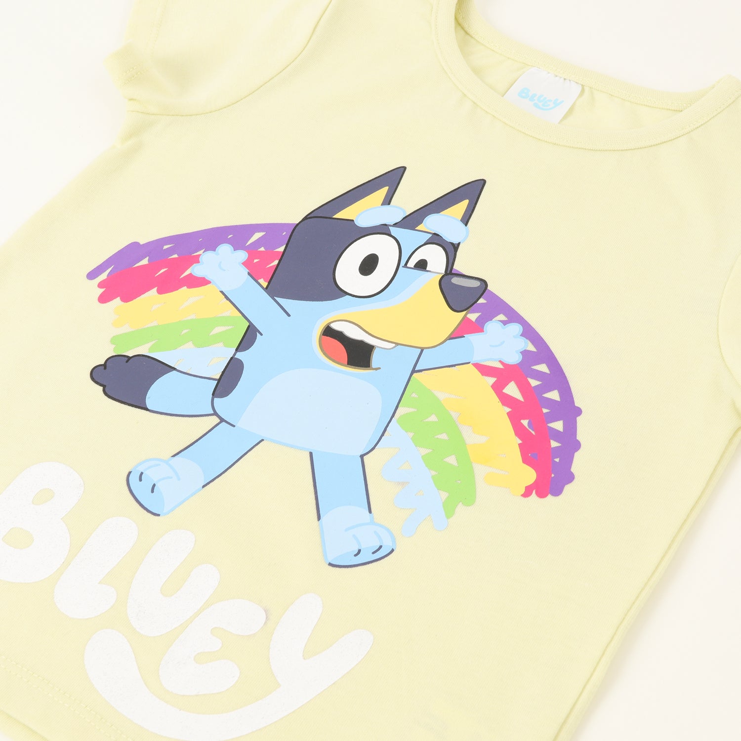 Polera Manga Corta Niña Arcoiris Verde Bluey