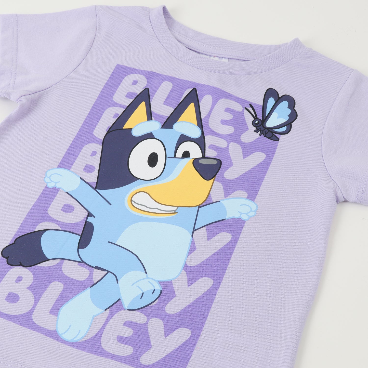 Polera Manga Corta Niña Mariposa Morado Bluey