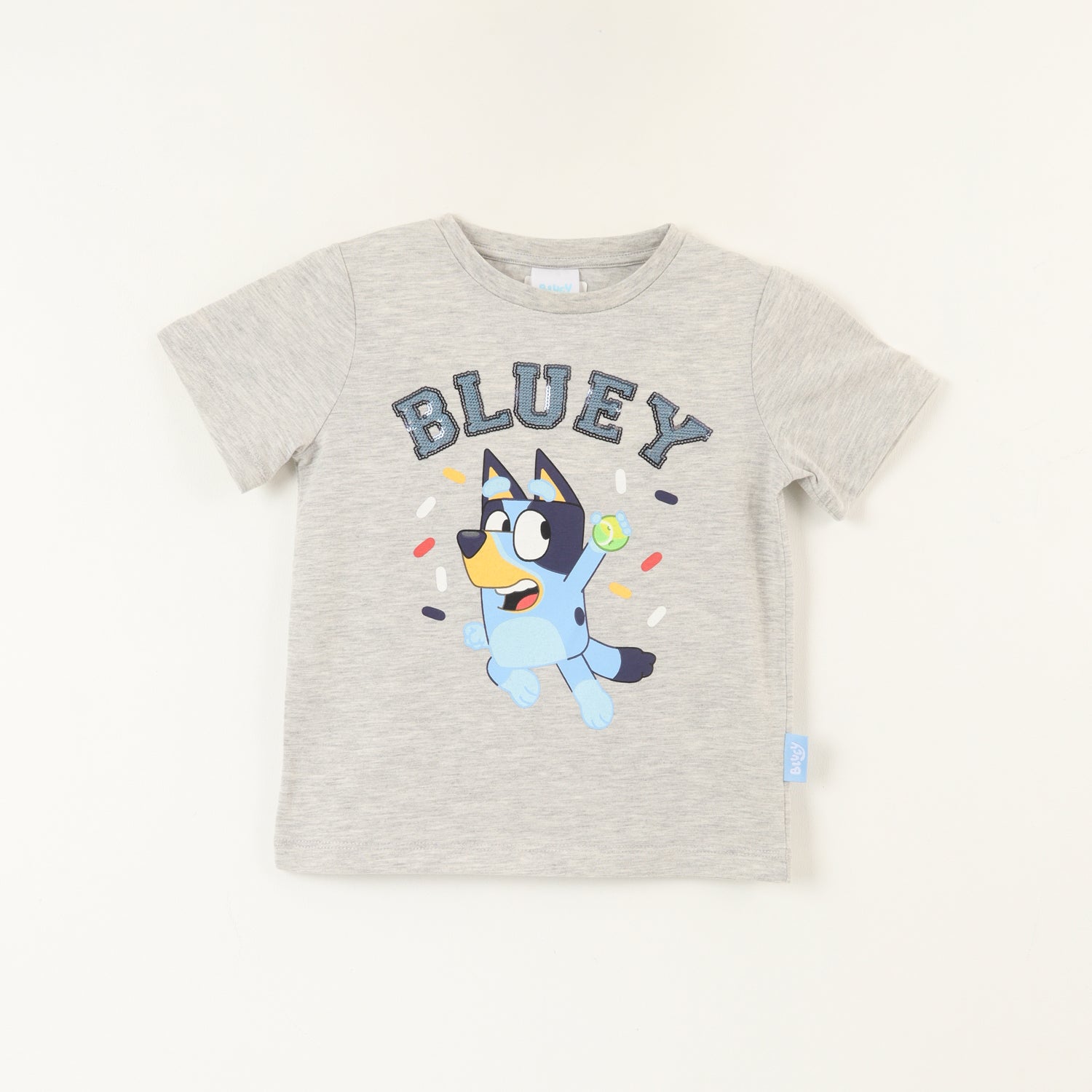 Polera Manga Corta Niño Lentejuelas Reversible Gris Bluey