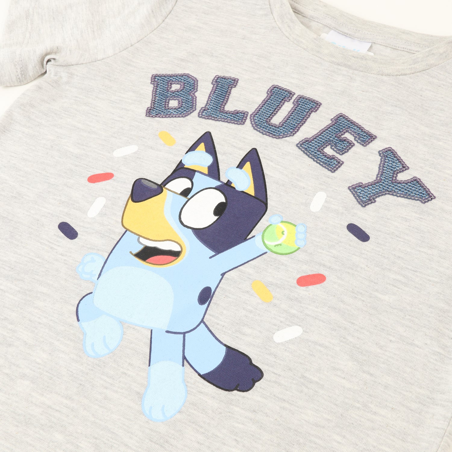 Polera Manga Corta Niño Lentejuelas Reversible Gris Bluey