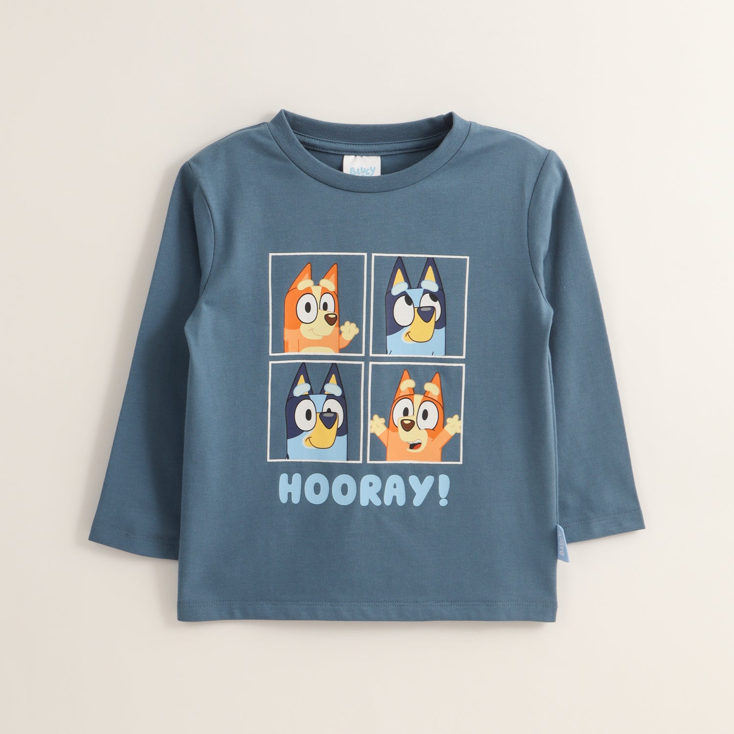 Polera Manga Larga Niño Azul Bingo Y Bluey