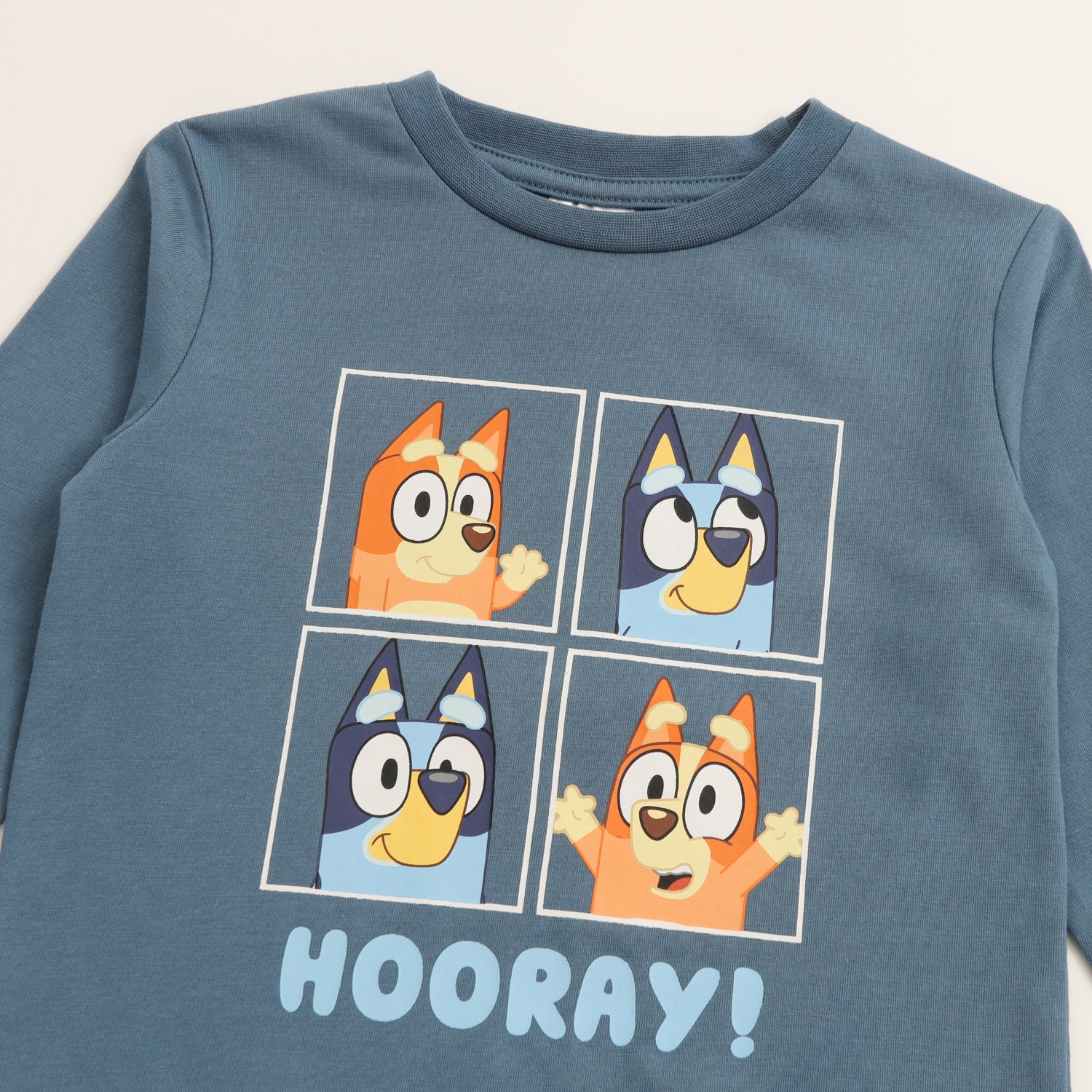 Polera Manga Larga Niño Azul Bingo Y Bluey