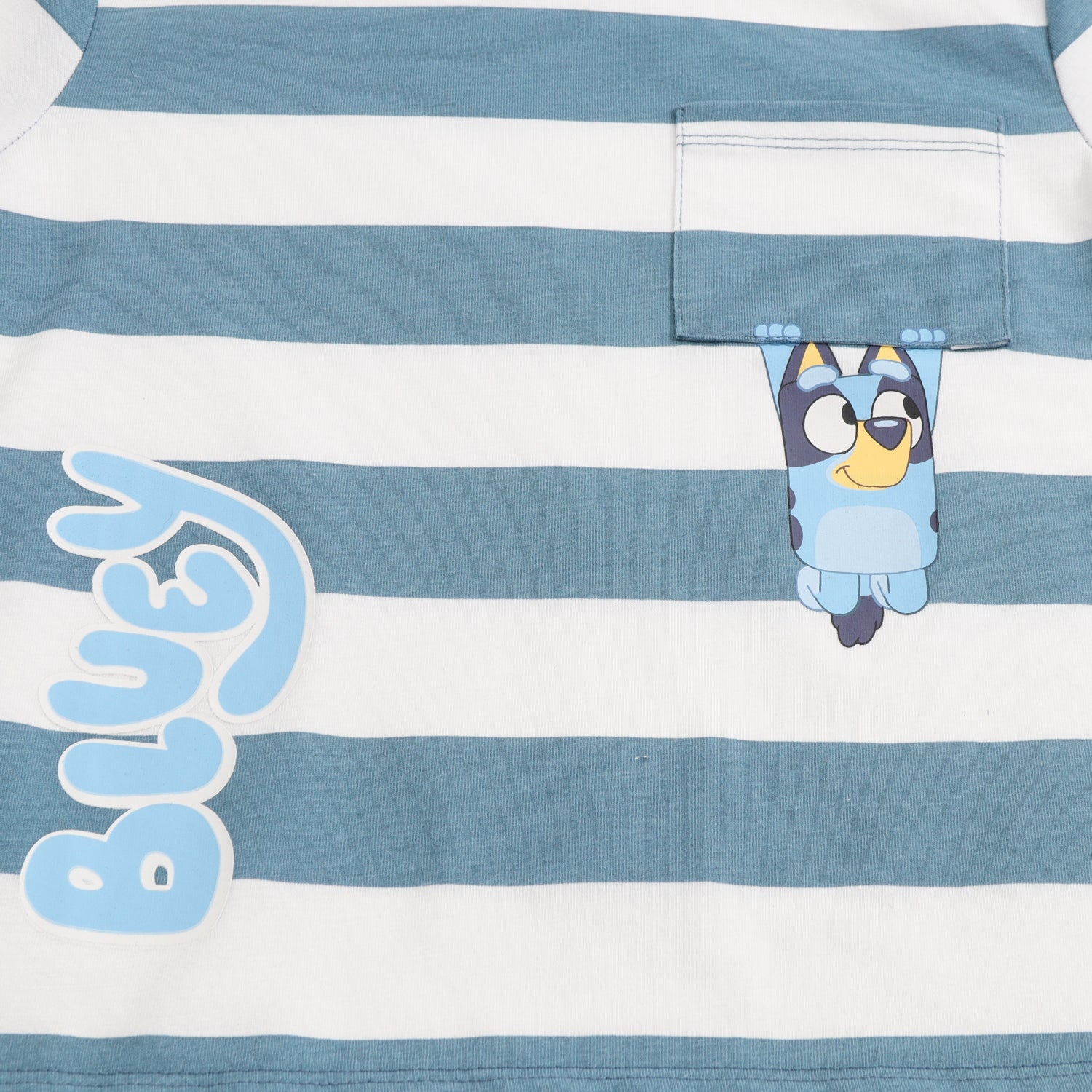 Polera Manga Corta Niño Colgando Del Bolsillo Azul Bluey