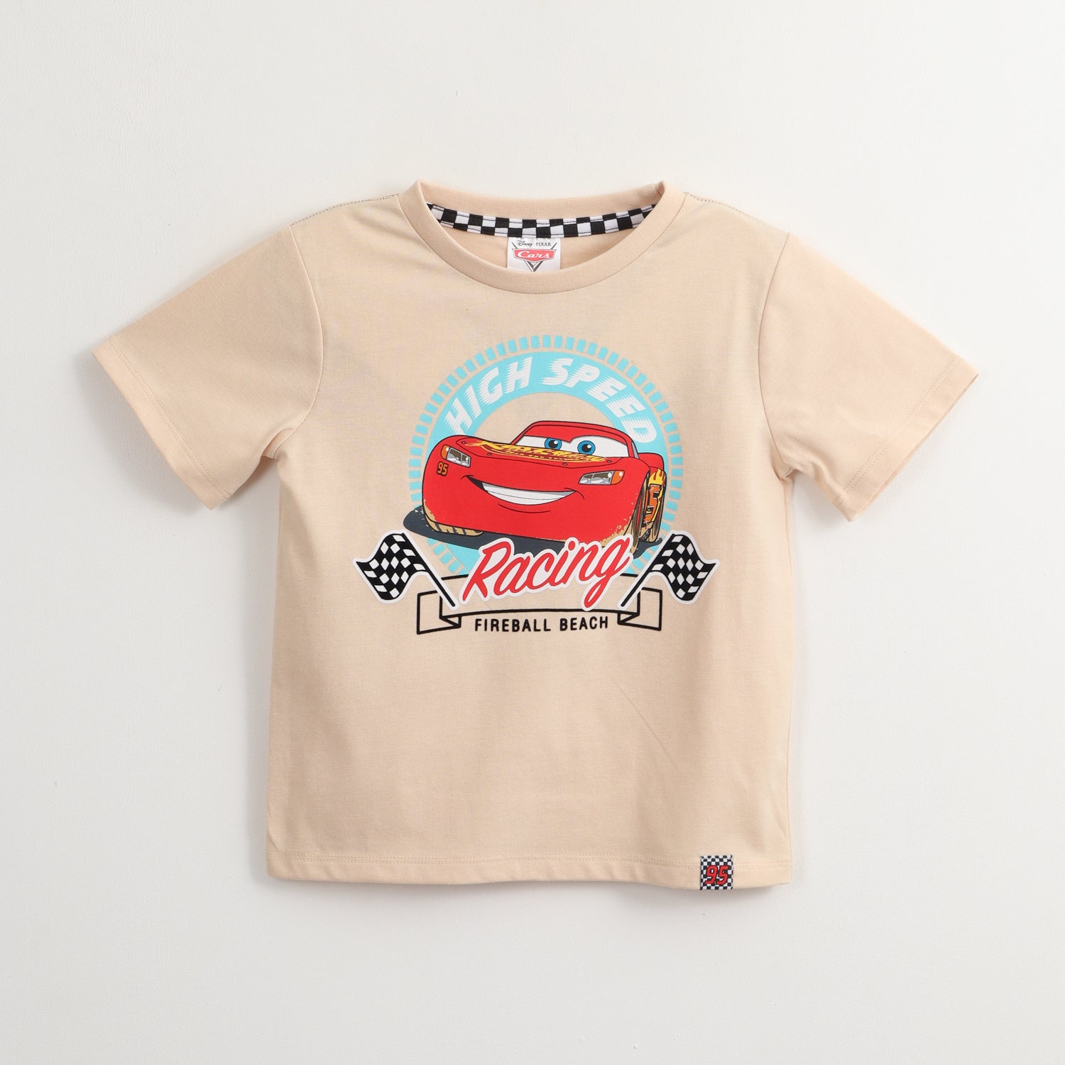 Polera Manga Corta Niño Cars Fireball Beige Disney