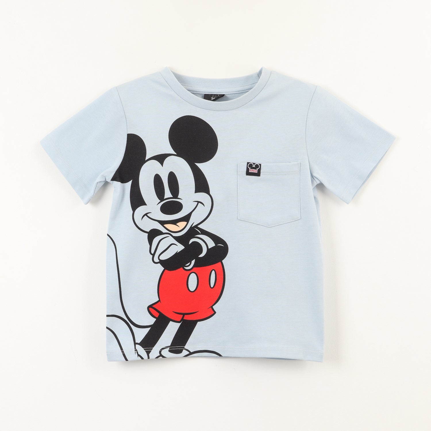 Polera Manga Corta Niño Mickey Bolsillo Celeste Disney