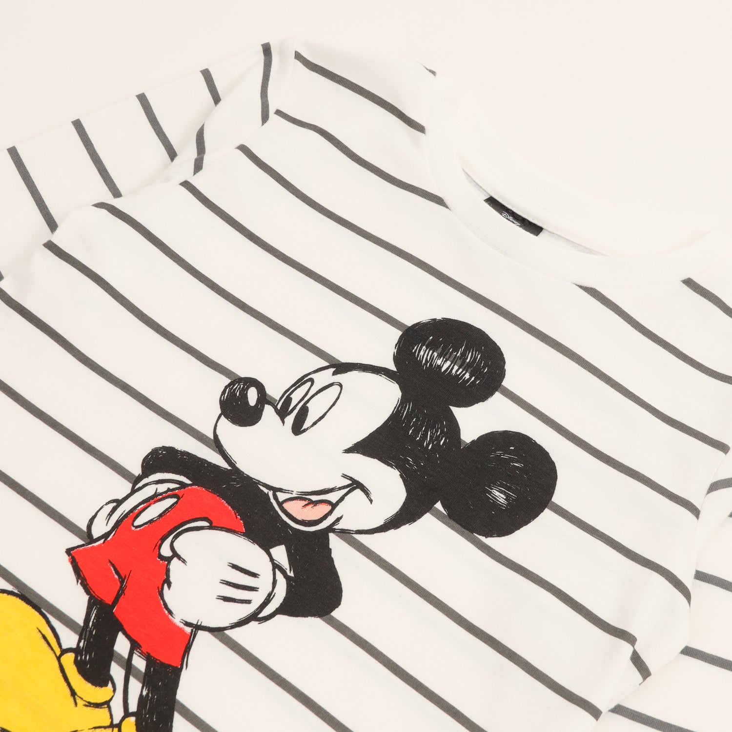 Polera Manga Larga Niño Mickey Lineas Blanco Disney
