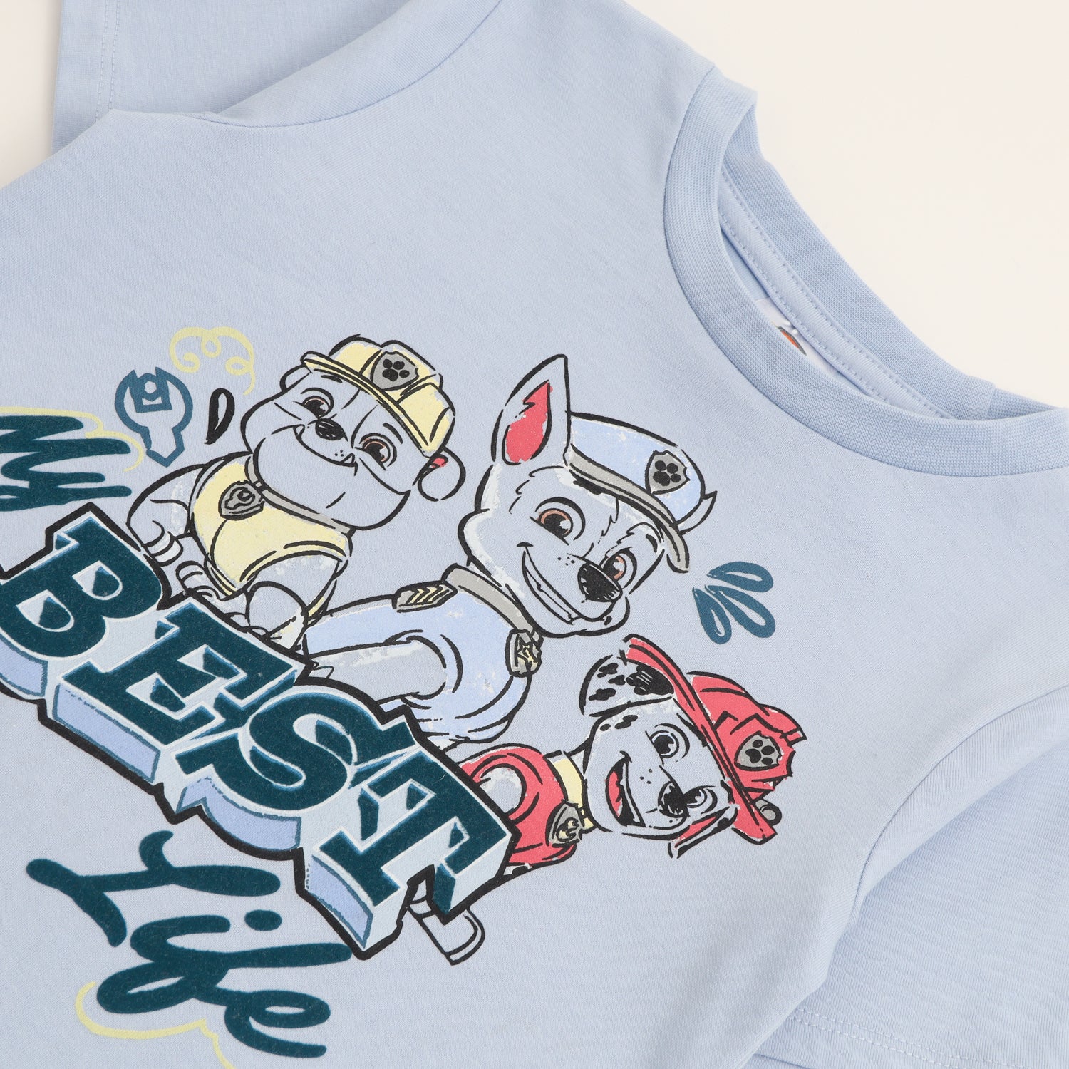 Polera Manga Corta Niño Rubble Chase Marshal Azul Paw Patrol