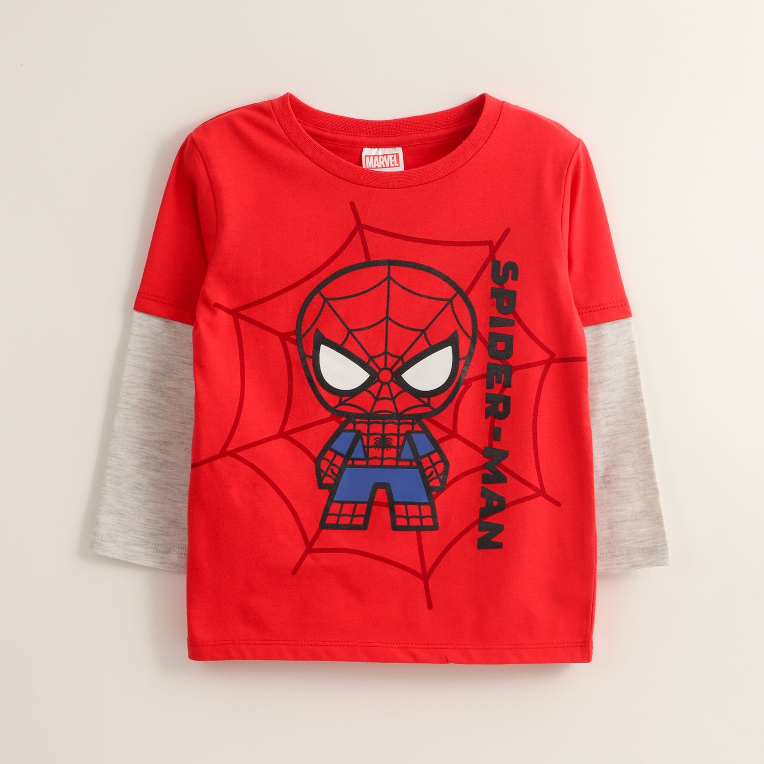 Polera Manga Larga Niño Spiderman Doble Manga Rojo Marvel