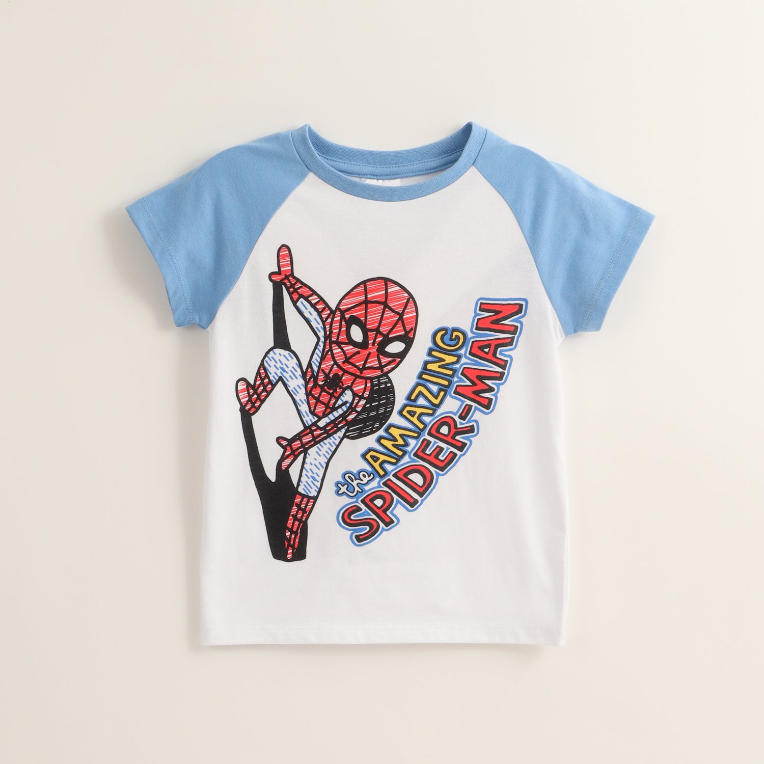 Polera Manga Corta Niño Spiderman Dibujo Blanco Marvel