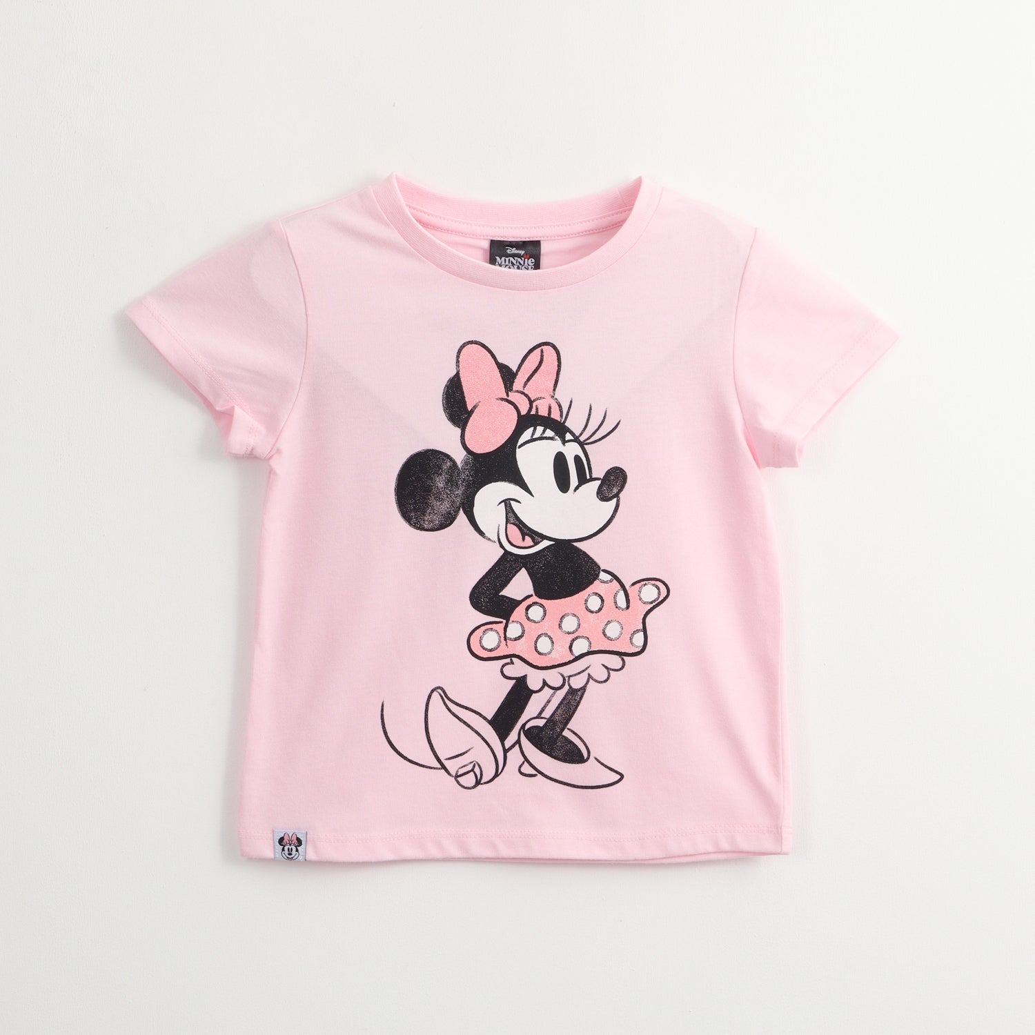 Polera Manga Corta Niña Minnie Classic Print Rosado Disney