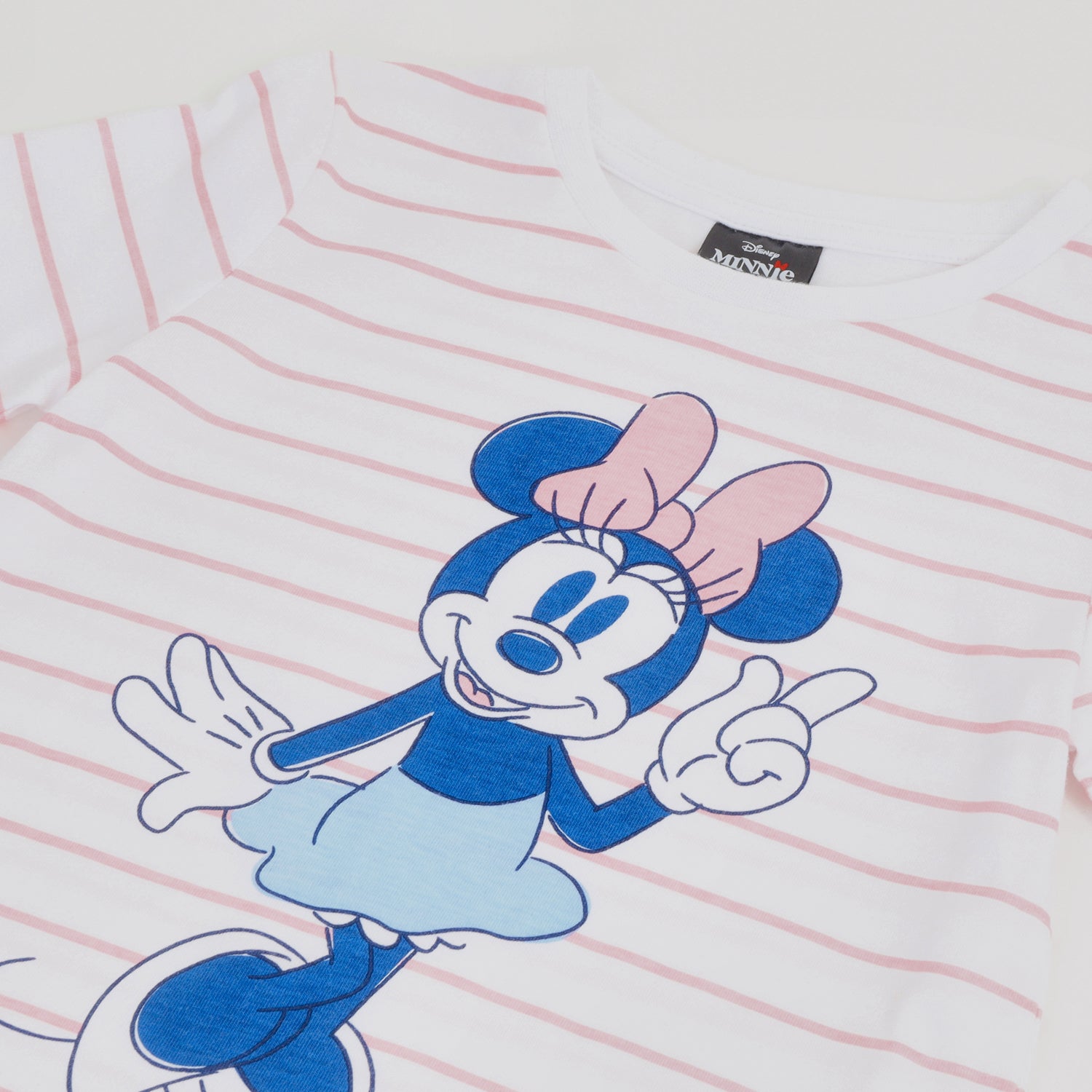 Polera Manga Larga Niña Minnie Rayas Blanco Disney
