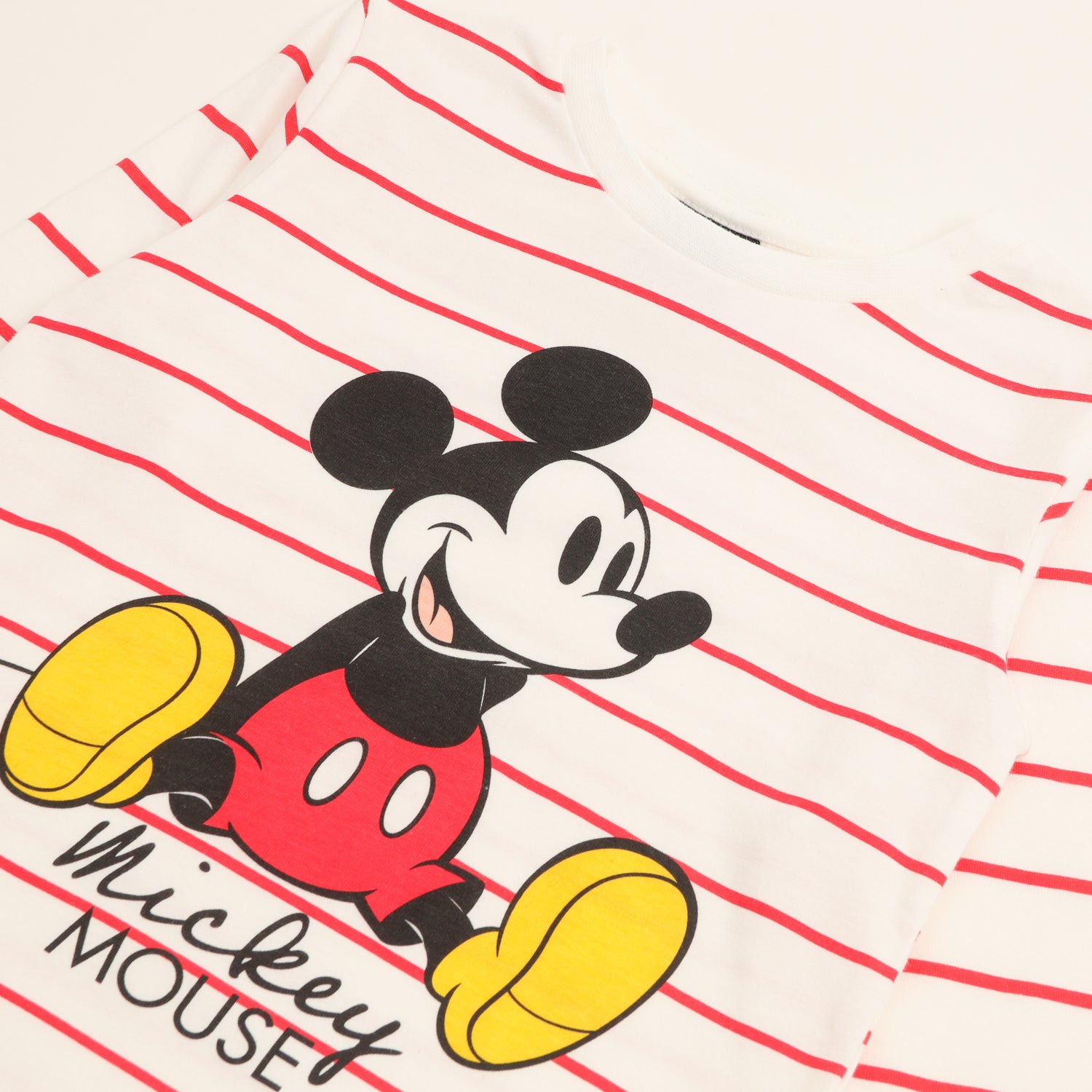 Polera Manga Larga Niño Mickey Rayas Blanco Disney