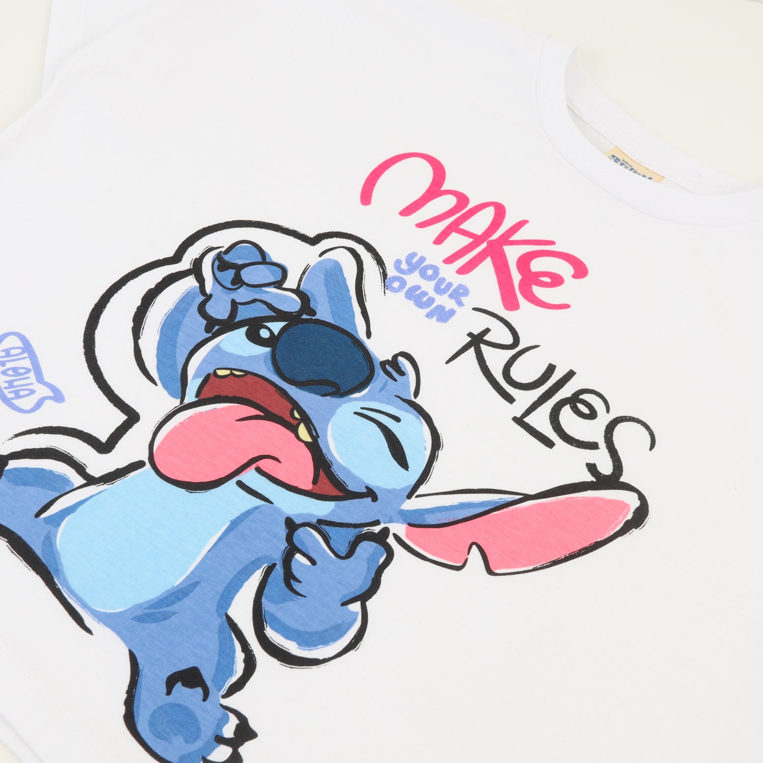 Polera Manga Corta Niña Lilo & Stitch Rules Blanco Disney