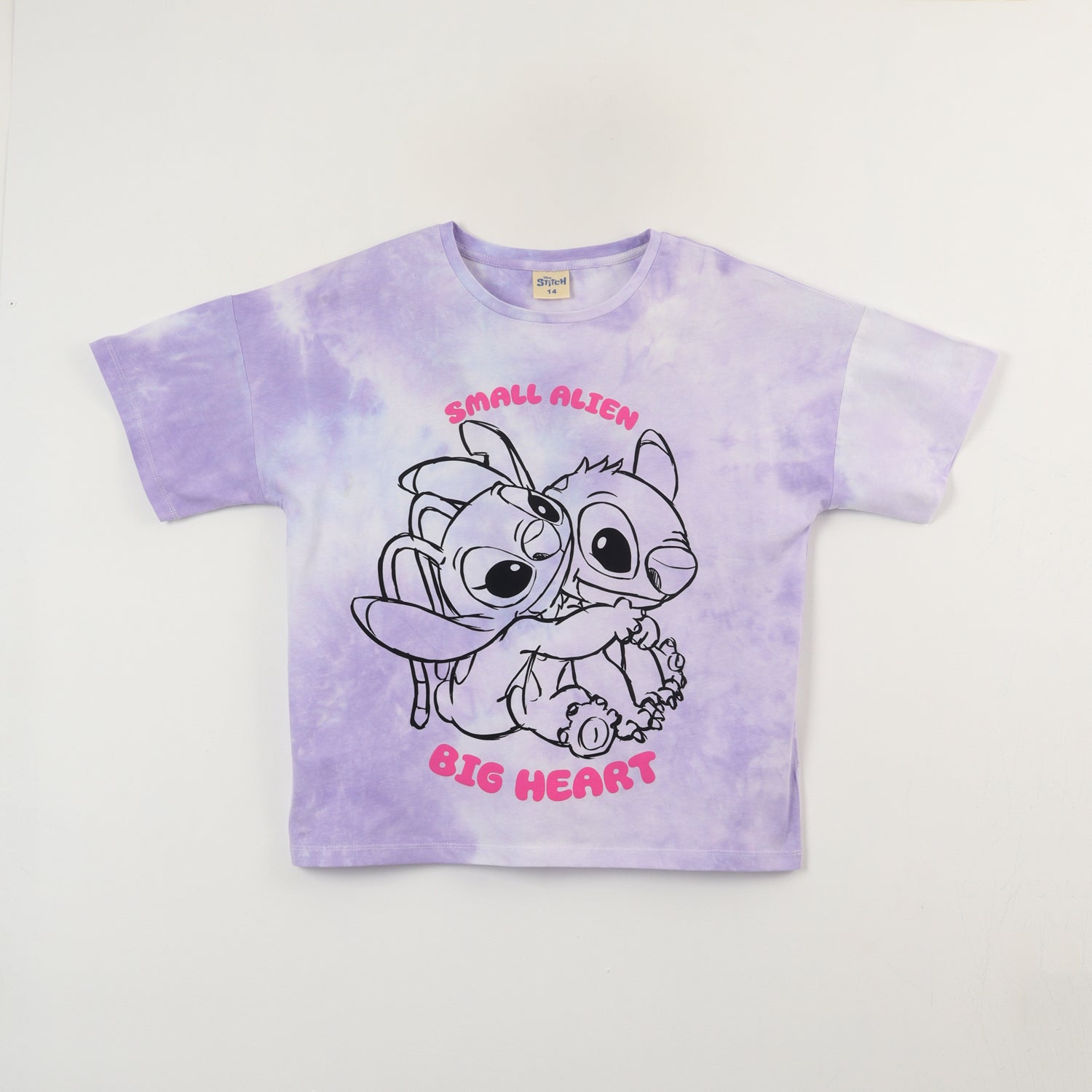 Polera Manga Corta Niña Lilo & Stitch Tie Dye Morado Disney