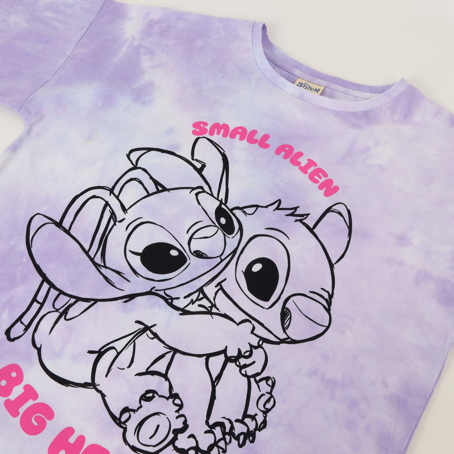 Polera Manga Corta Niña Lilo & Stitch Tie Dye Morado Disney