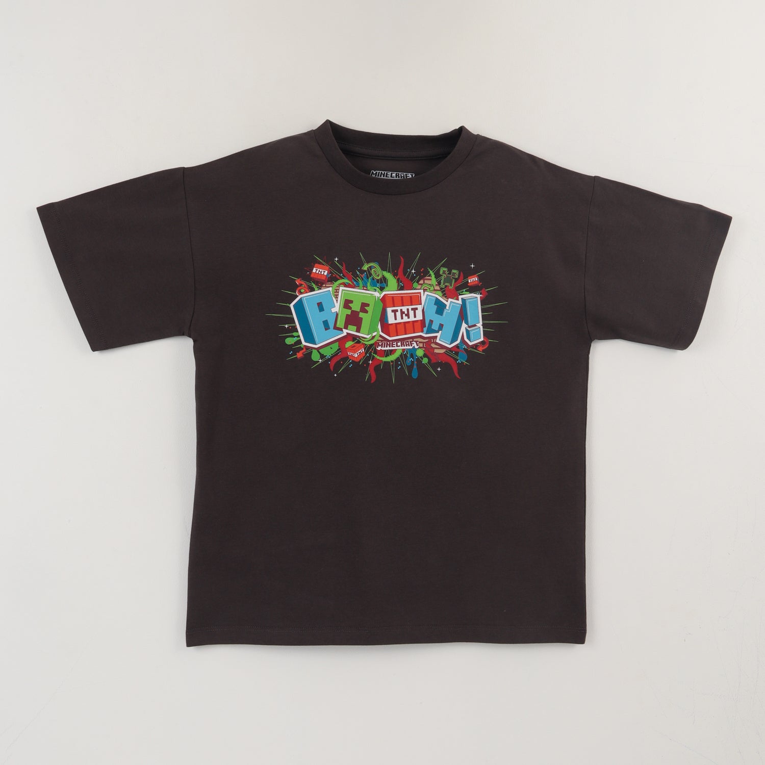 Polera Manga Corta Niño Boom! Gris Minecraft