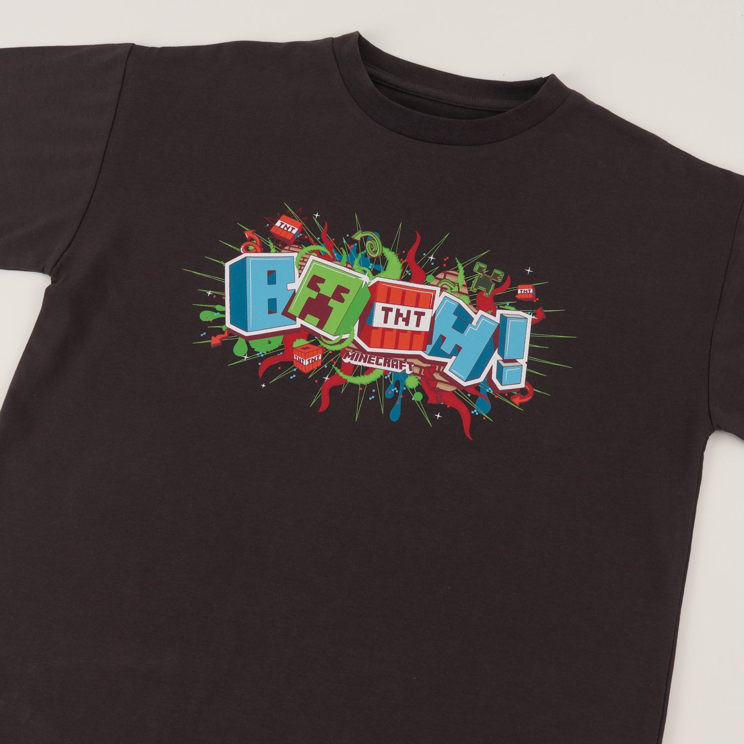 Polera Manga Corta Niño Boom! Gris Minecraft