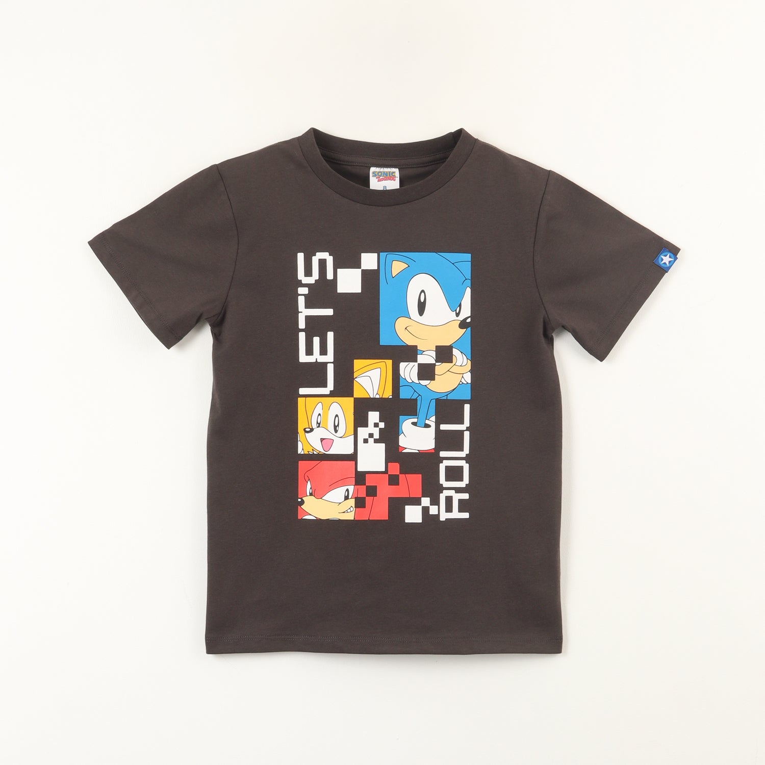 Polera Manga Corta Niño Lets Gris Miles Knuckles Y Sonic