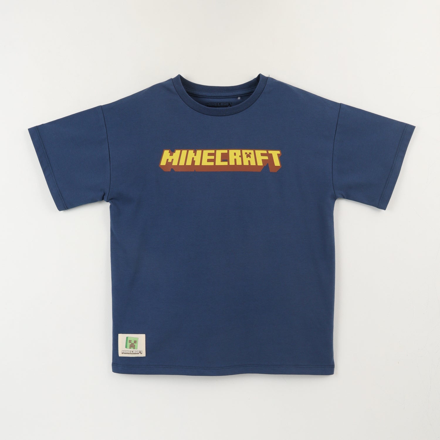 Polera Manga Corta Niño Creepers On The Back Azul Minecraft