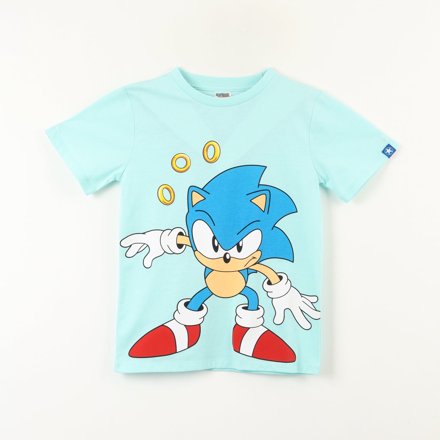 Polera Manga Corta Niño Monedas Celeste Sonic