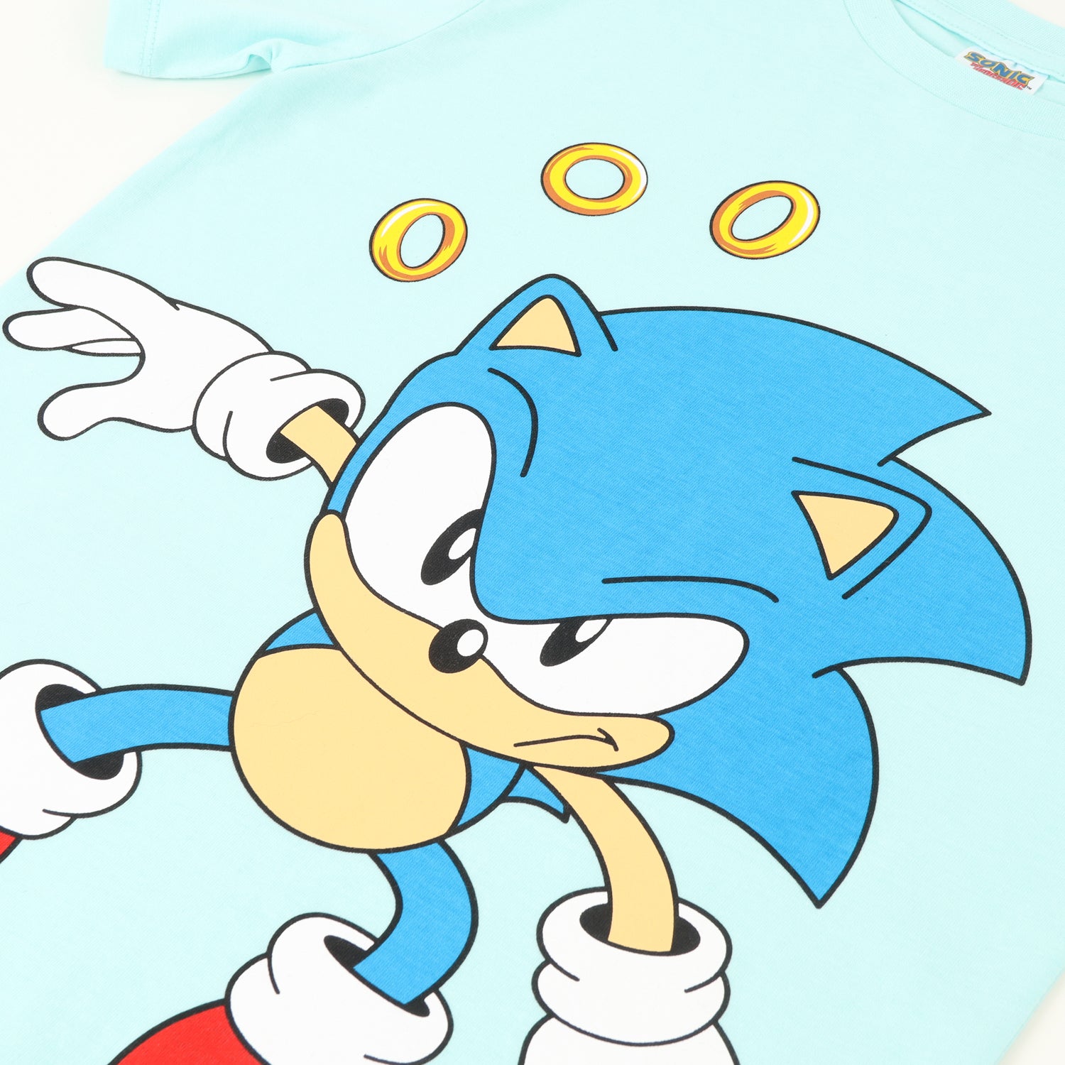 Polera Manga Corta Niño Monedas Celeste Sonic