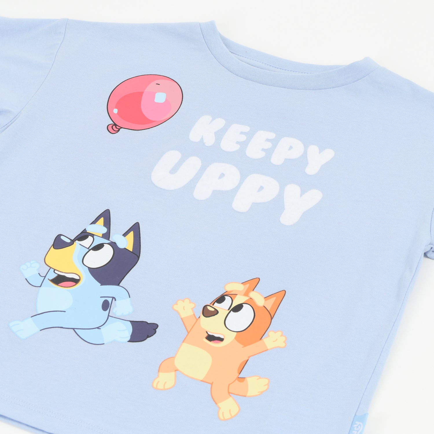 Polera Manga Corta Niño Celeste Estampado Globo Bluey