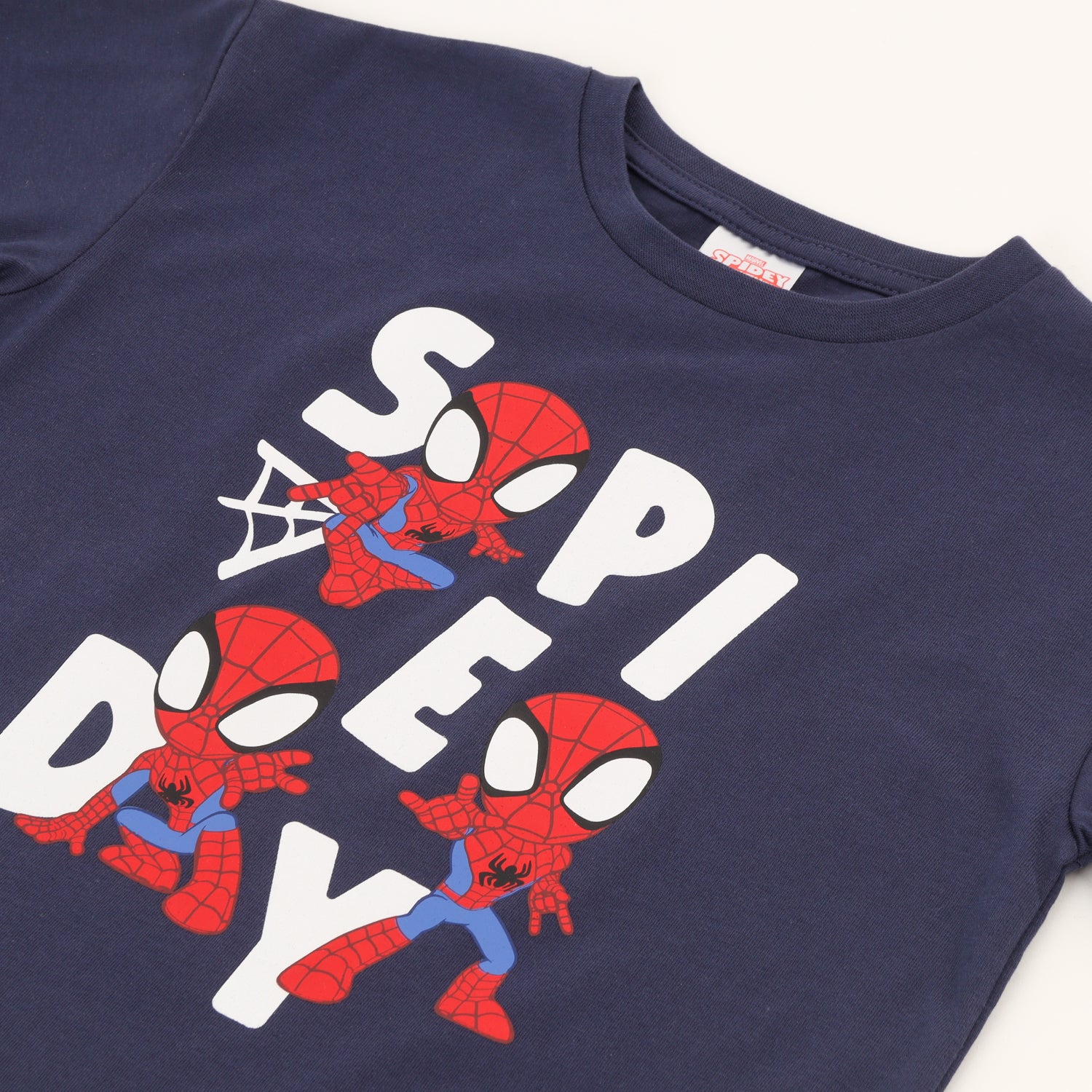 Polera Manga Corta Niño Azul Personajes Spidey Marvel