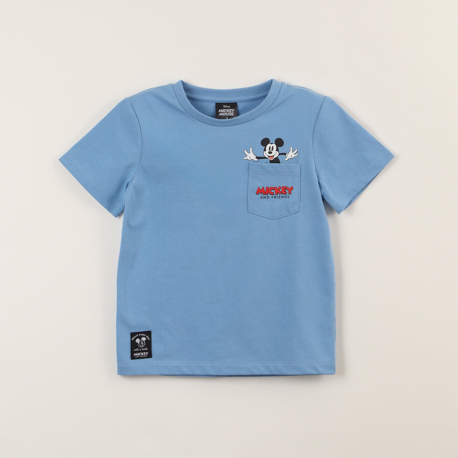 Polera Manga Corta Niño Azul Bolsillo Mickey Disney