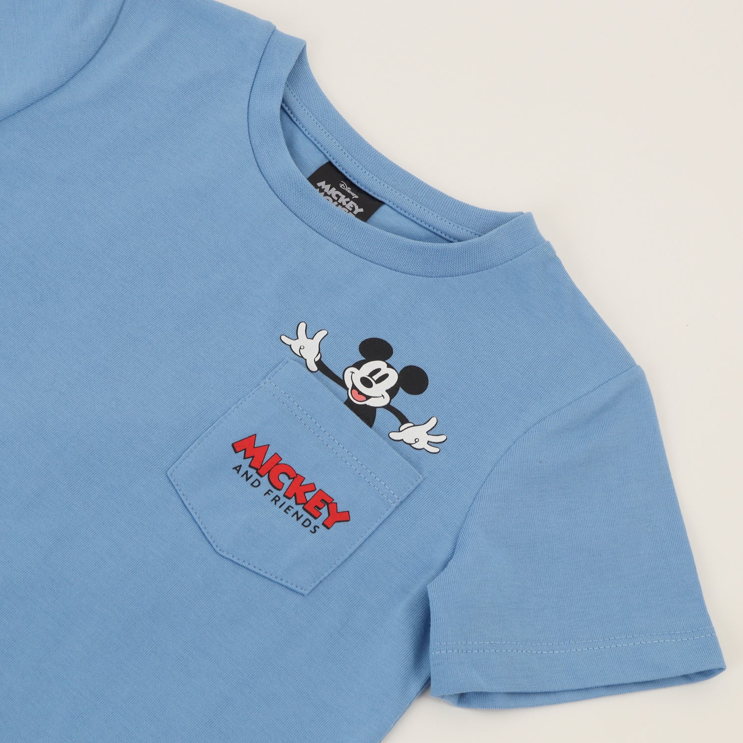 Polera Manga Corta Niño Azul Bolsillo Mickey Disney