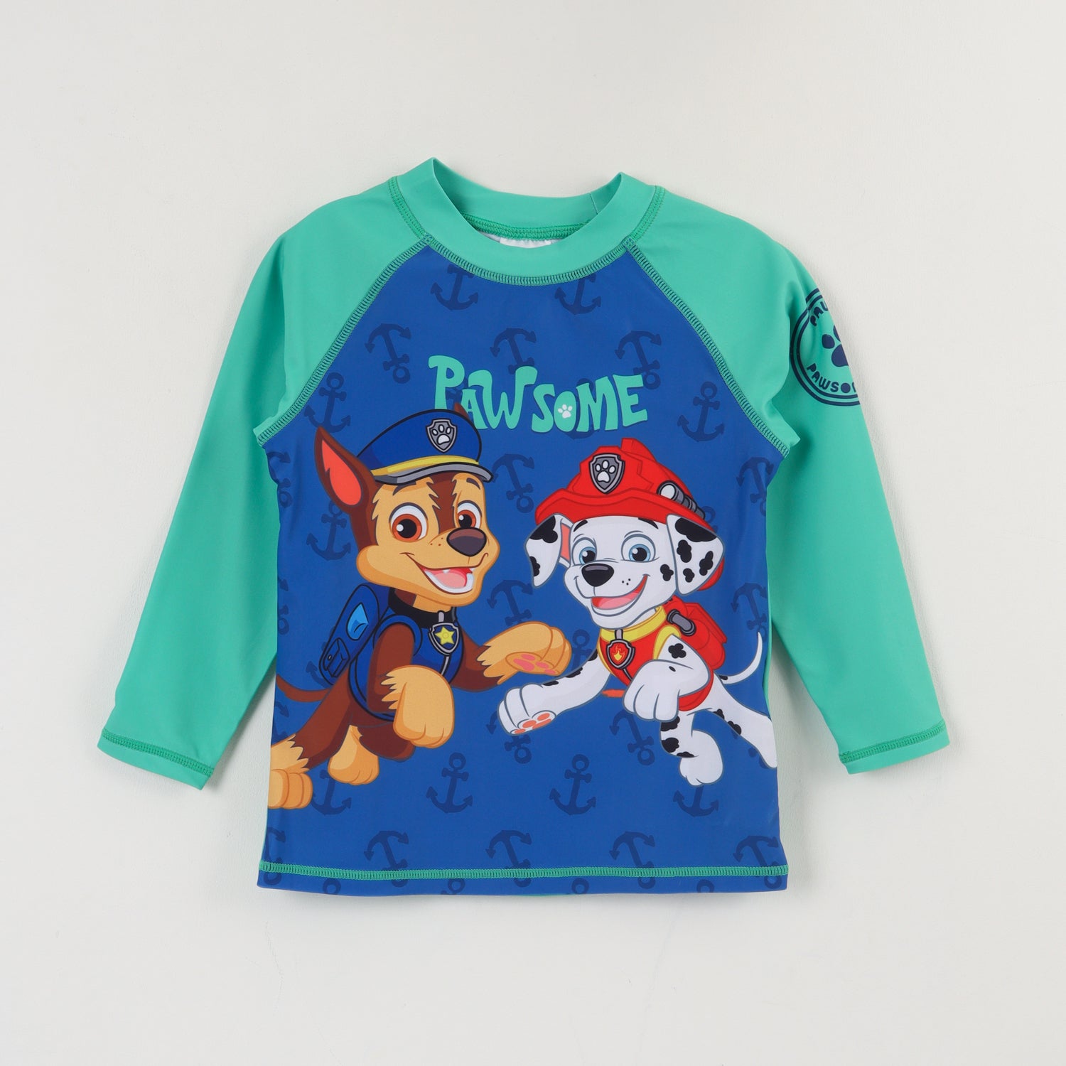 Polera UV Manga Corta Niño Azul Chase & Marshall Paw Patrol