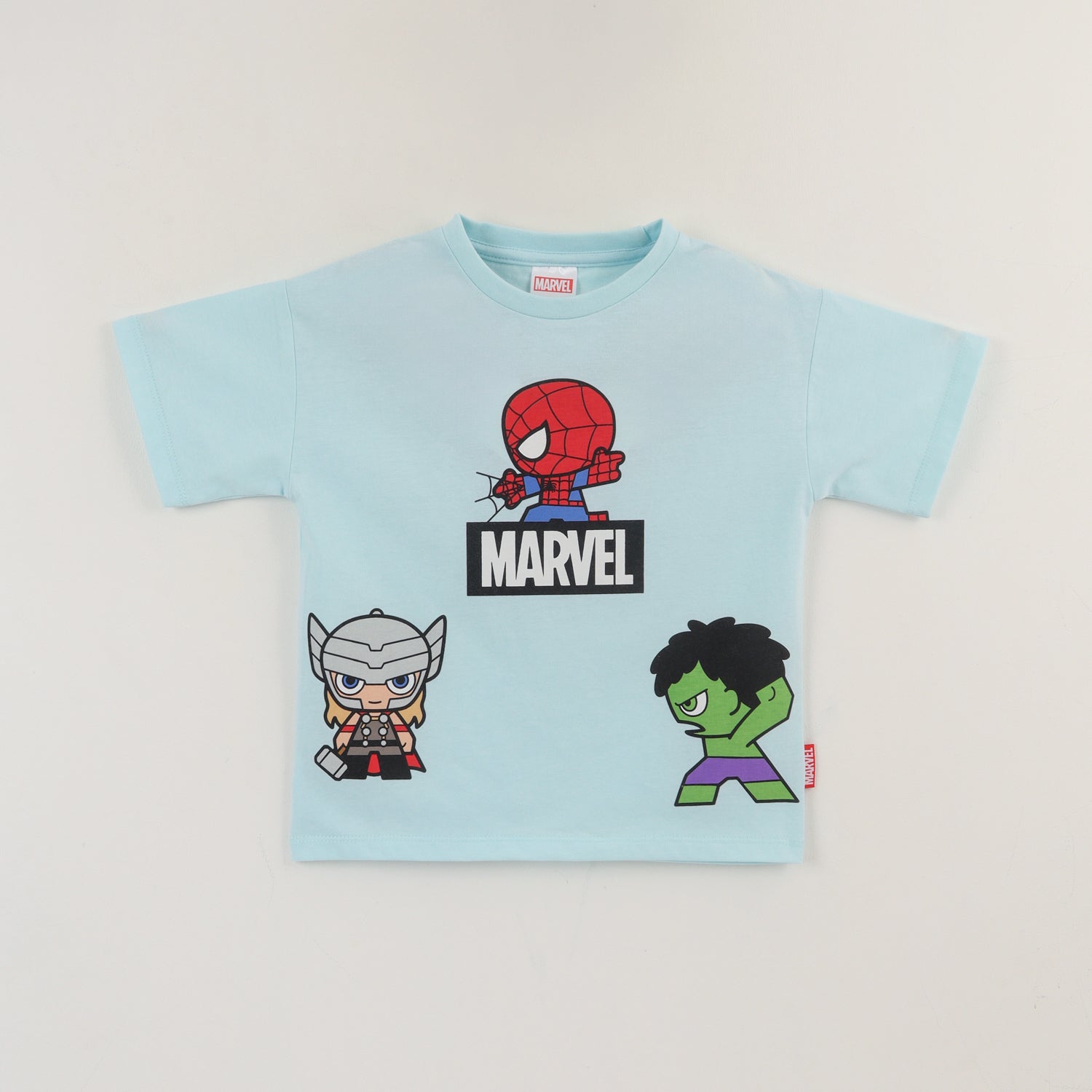 Polera Manga Corta Niño Turquesa Personajes Spidey Marvel