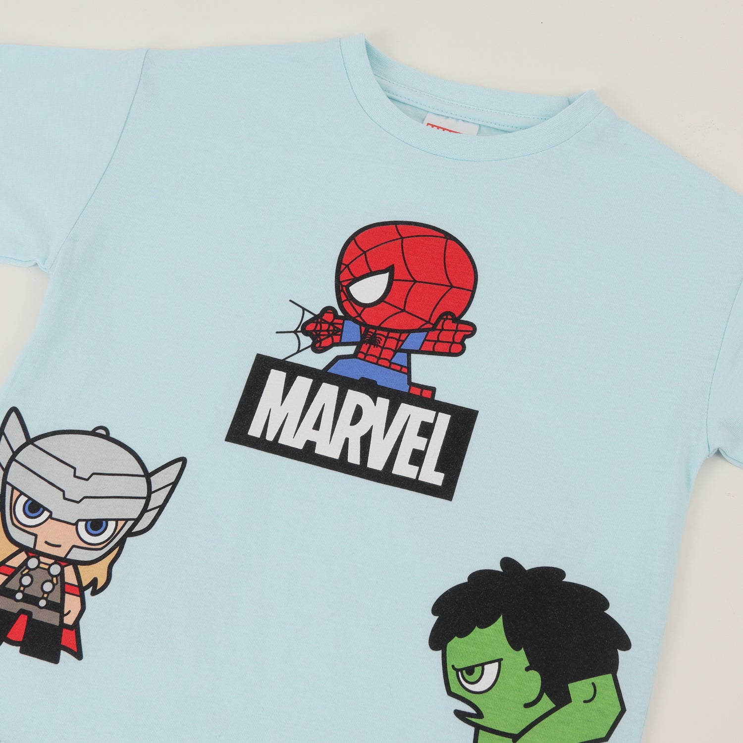 Polera Manga Corta Niño Turquesa Personajes Spidey Marvel