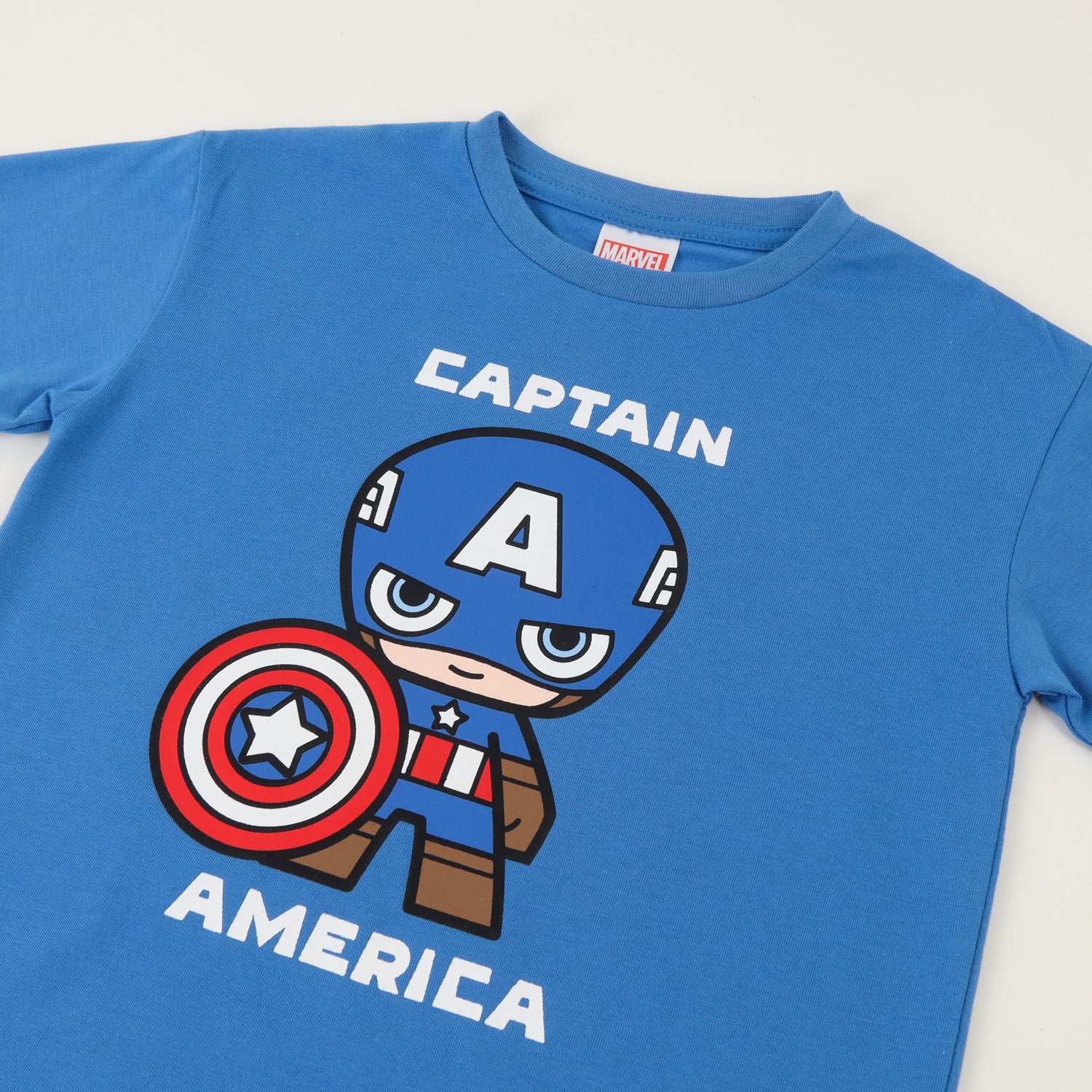 Polera Manga Corta Niño Azul Capitan America Spidey Marvel