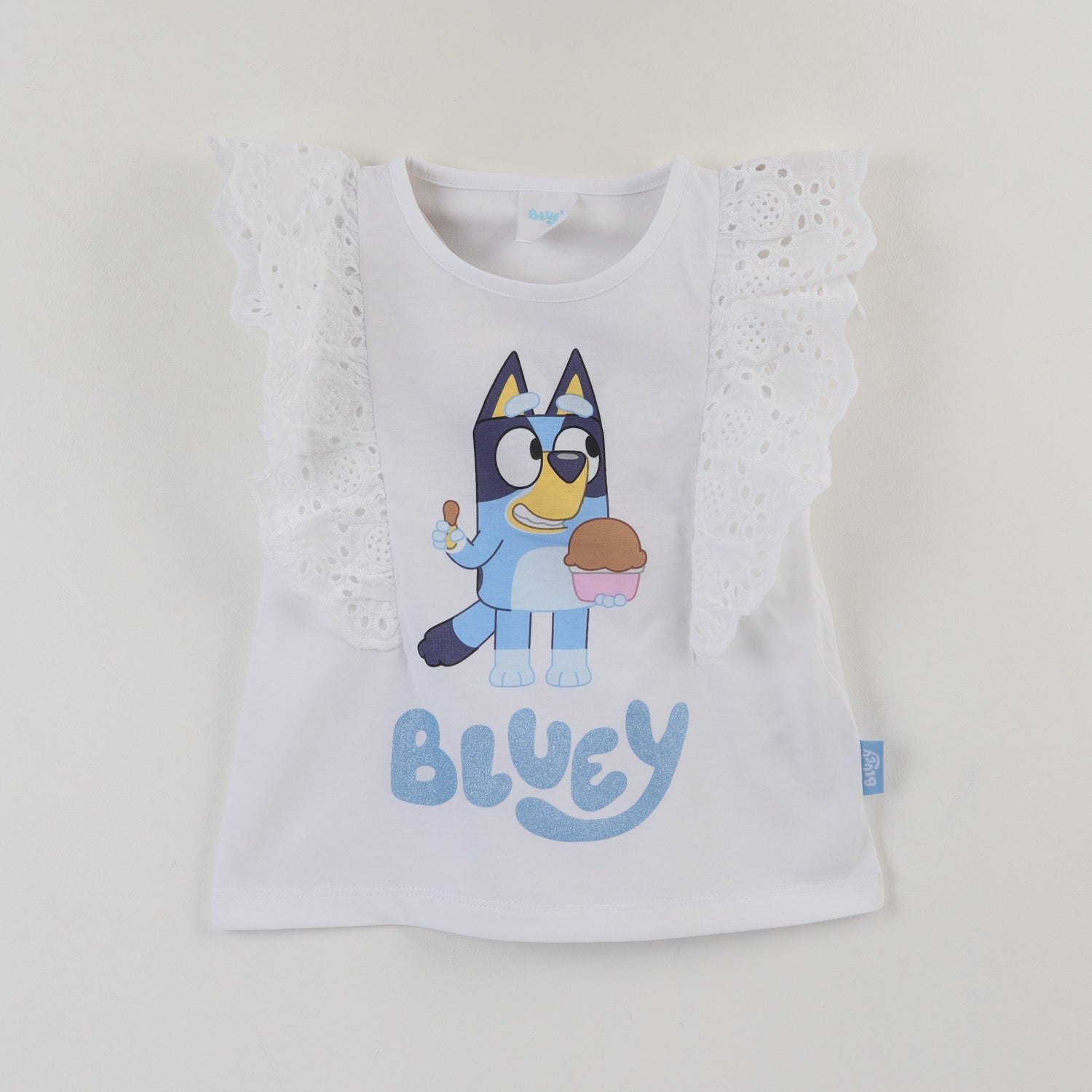 Polera Sin Manga Niña Blanco Vuelos Cake Bluey