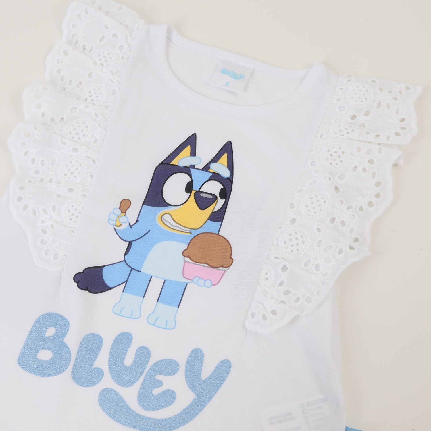 Polera Sin Manga Niña Blanco Vuelos Cake Bluey