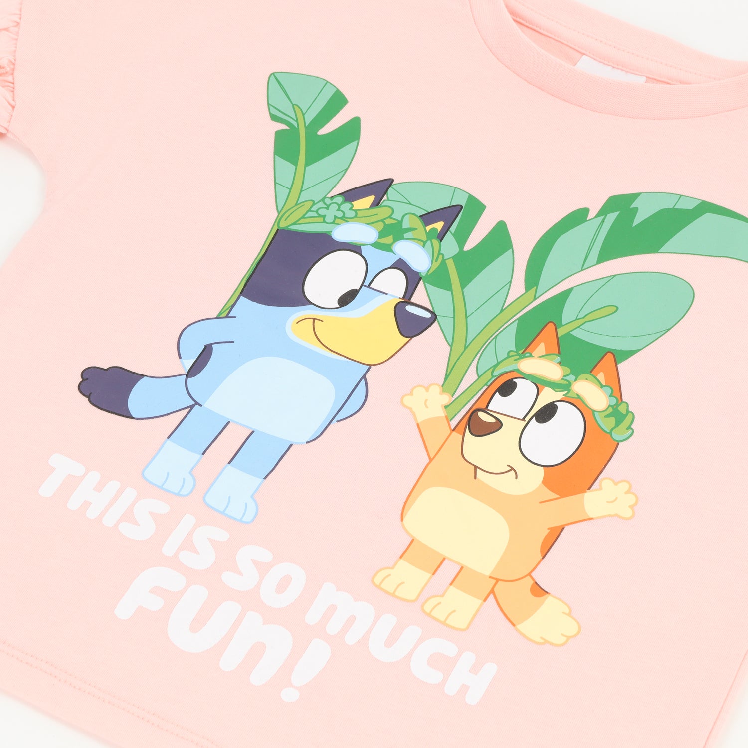 Polera Manga Corta Niña Damasco Palmeras Bluey