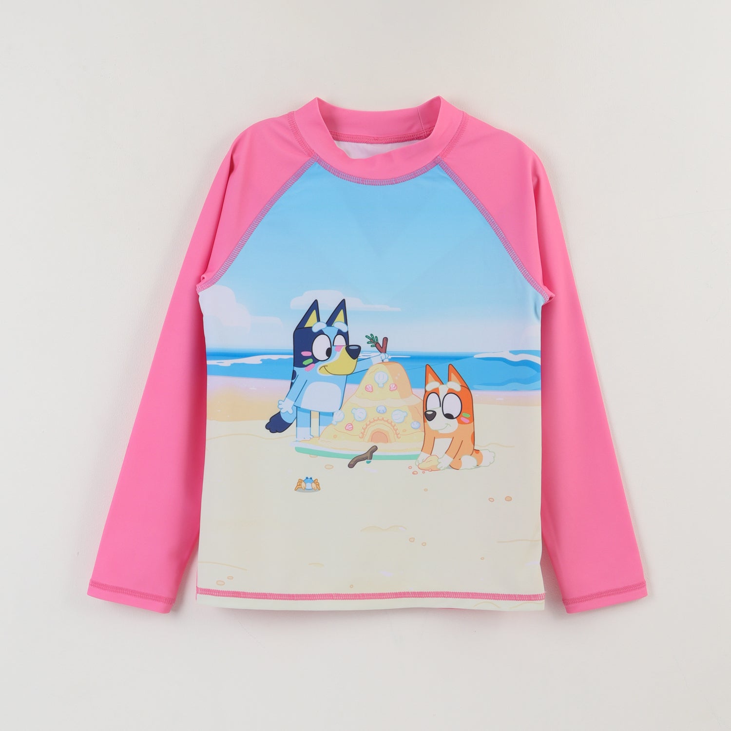 Polera UV Manga Larga Niña Rosa Playa Bingo & Bluey