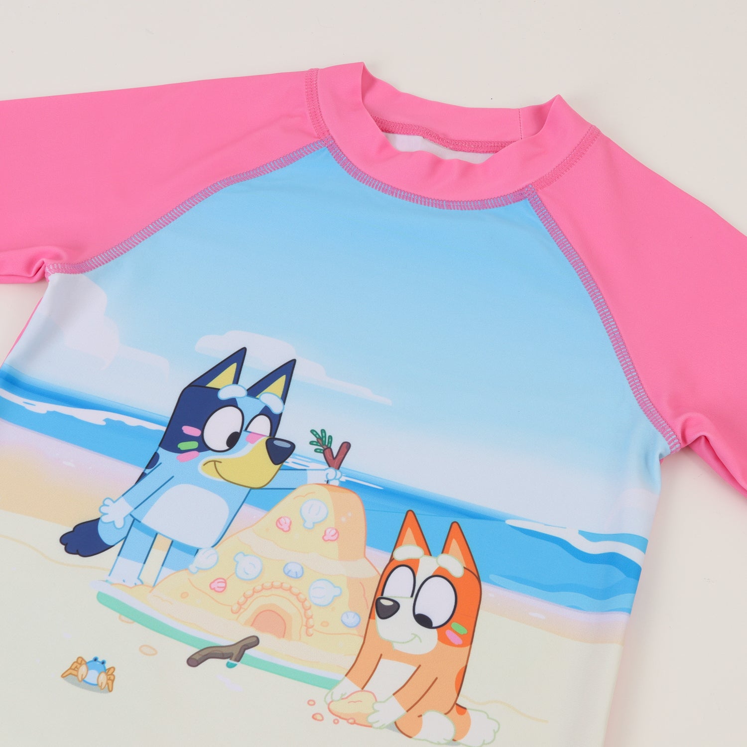 Polera UV Manga Larga Niña Rosa Playa Bingo & Bluey