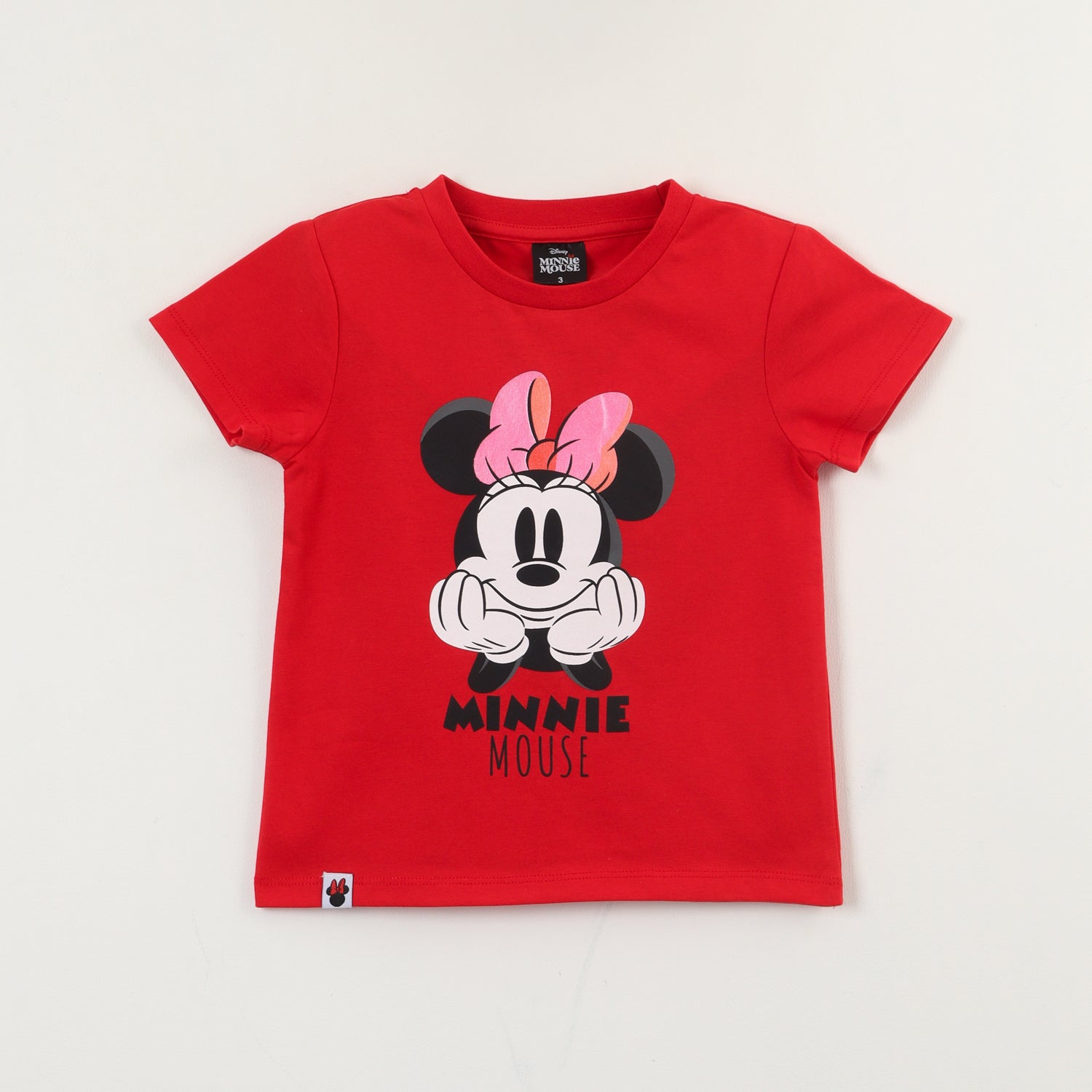 Polera Manga Corta Niña Rojo Minnie Mouse Face Disney