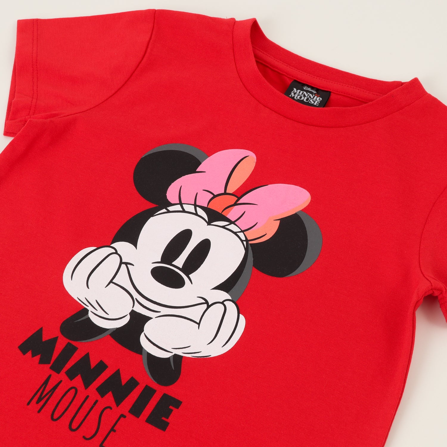 Polera Manga Corta Niña Rojo Minnie Mouse Face Disney