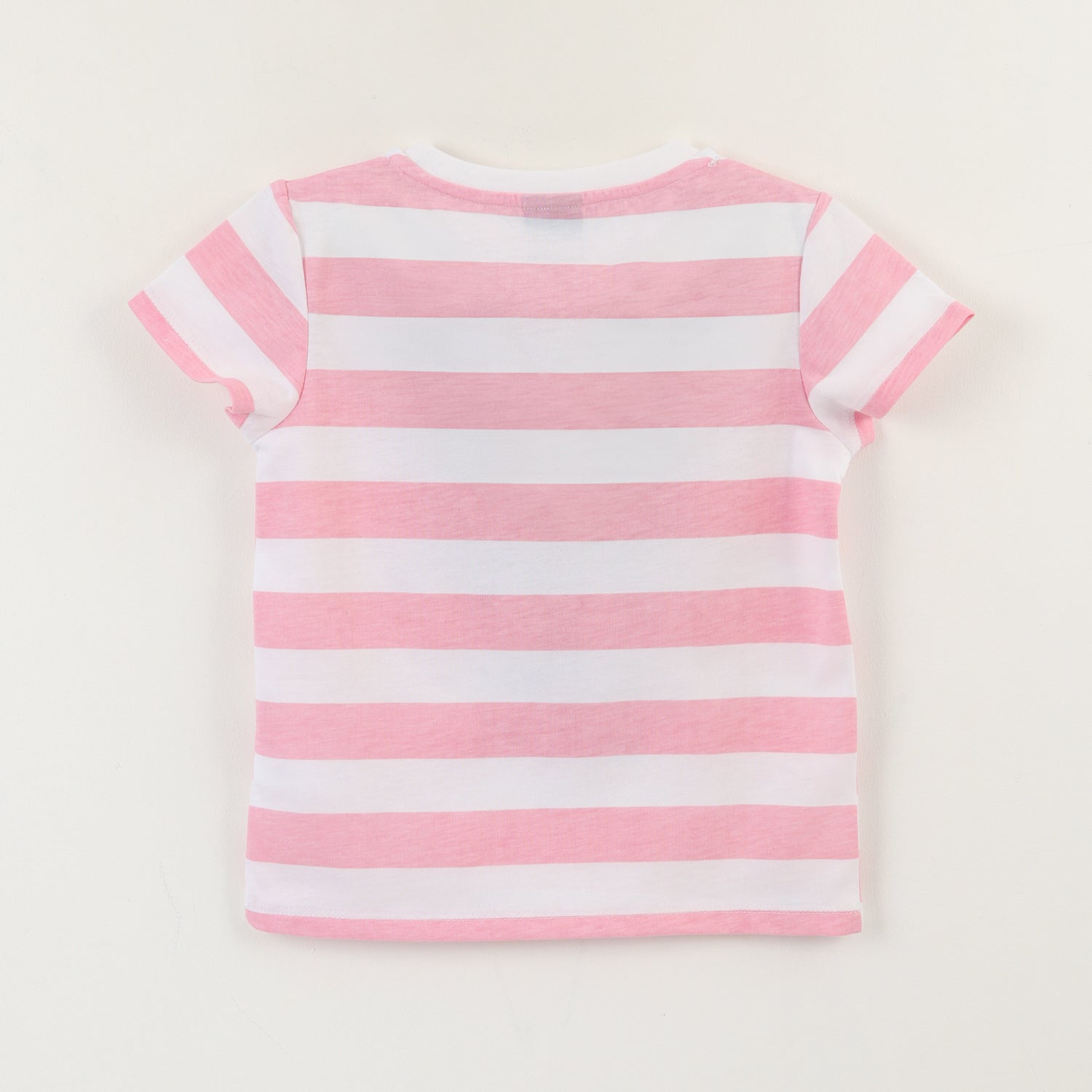 Polera Manga Corta Niña Rosado Rayas Minnie Smile Disney